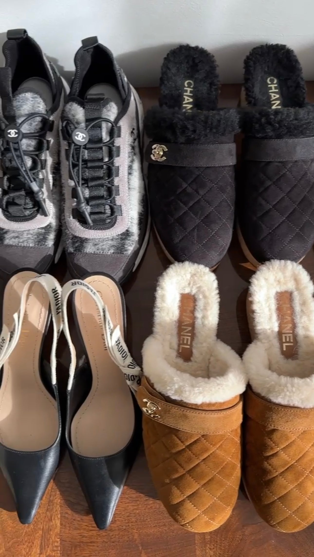 Chanel 21A Brown Shearling CC Turn Clasp Quilted Cork Mules Size 37 - Luxury Shearling Slippers for Women | Perfect for Winter Comfort & Home Relaxation