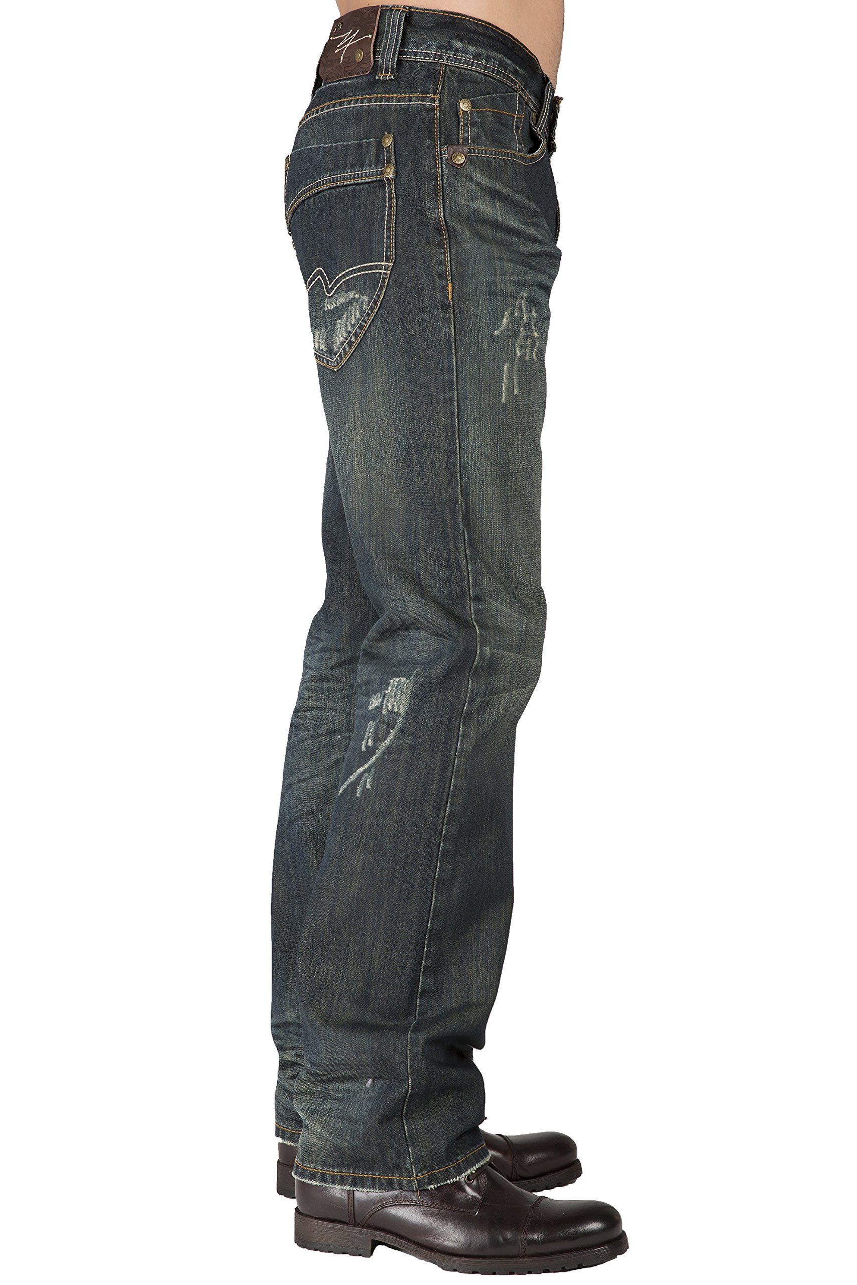 Premium Men's Relaxed Straight Fit Denim Jeans - Handcrafted Wash & Whiskering - Classic 5-Pocket Design - Comfortable Casual Wear for Everyday & Work