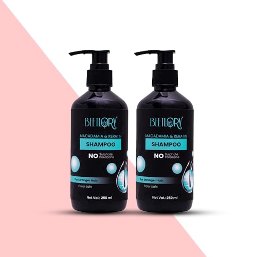 BEETLORY Macadamia & Keratin Shampoo for Hair Repair - 16.9oz (500ml) - Nourishing & Strengthening Shampoo for Damaged Hair - Perfect for Dry, Frizzy & Color-Treated Hair