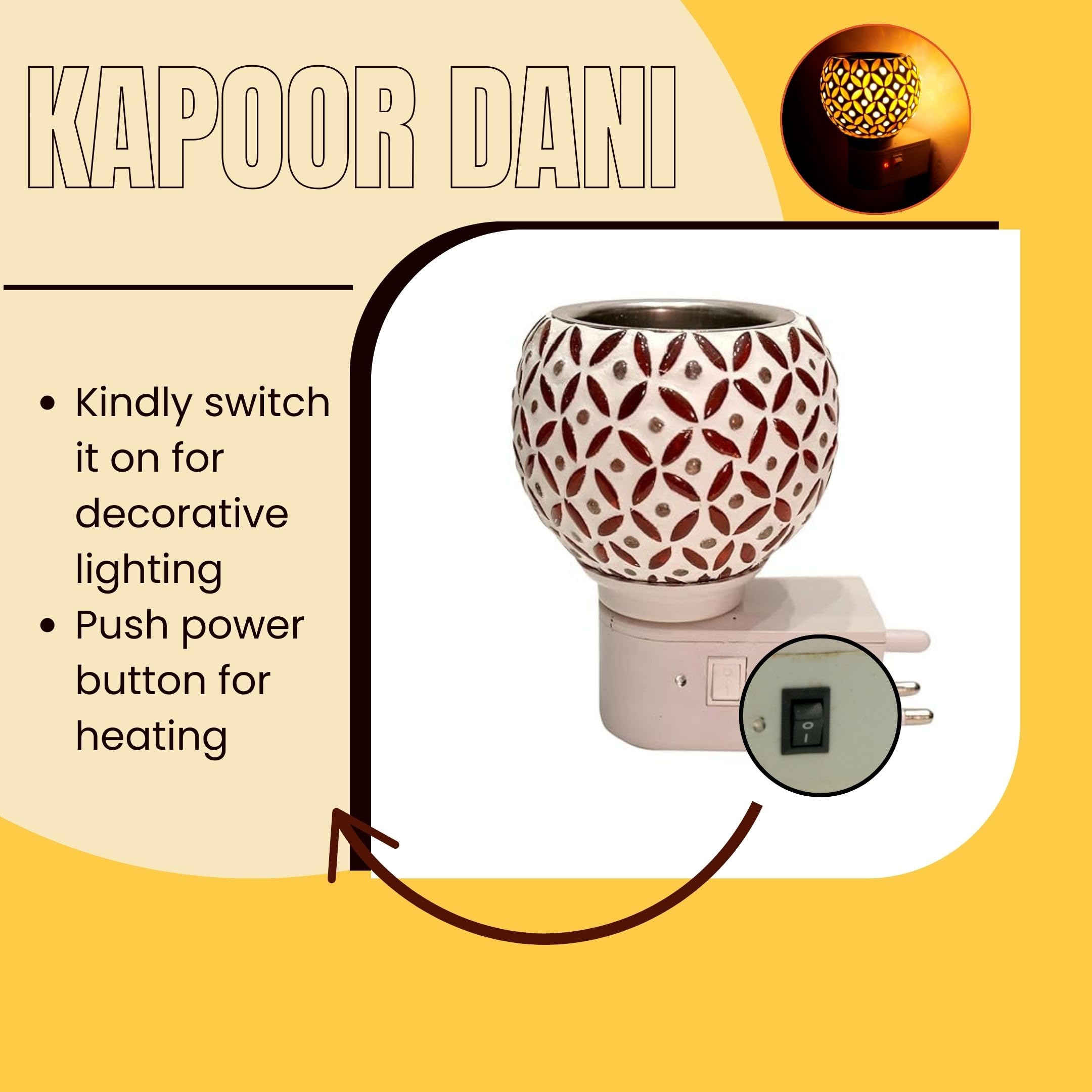 Premium Ceramic Aroma Diffuser & Night Light - Essential Oil Warmer with On/Off Switch, Camphor Burner for Home Fragrance - Perfect for Bedroom, Yoga Studio & Spa Relaxation