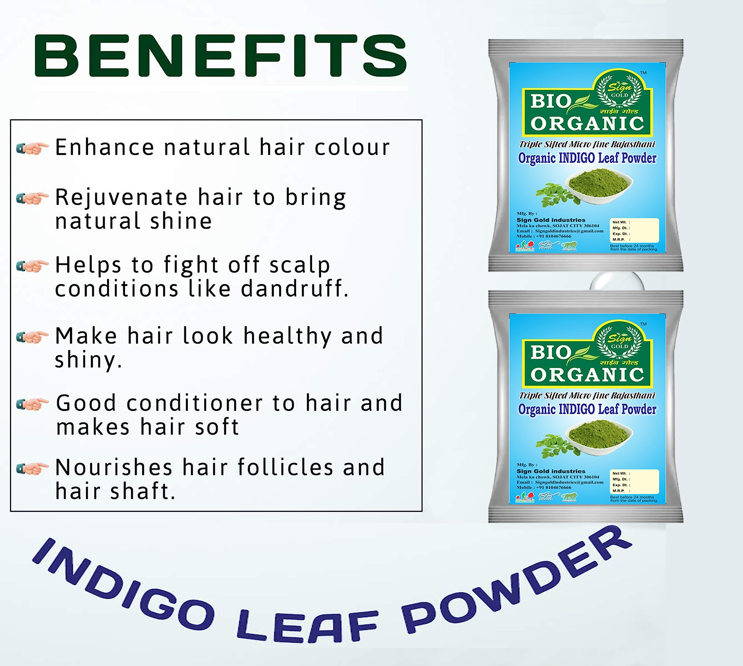 Organic Gold Indigo Leaf Powder for Hair & Skin Care - 200g | Natural Hair Dye, Face Mask, Scalp Treatment | DIY Beauty & Herbal Remedies for Healthy Hair & Glowing Skin
