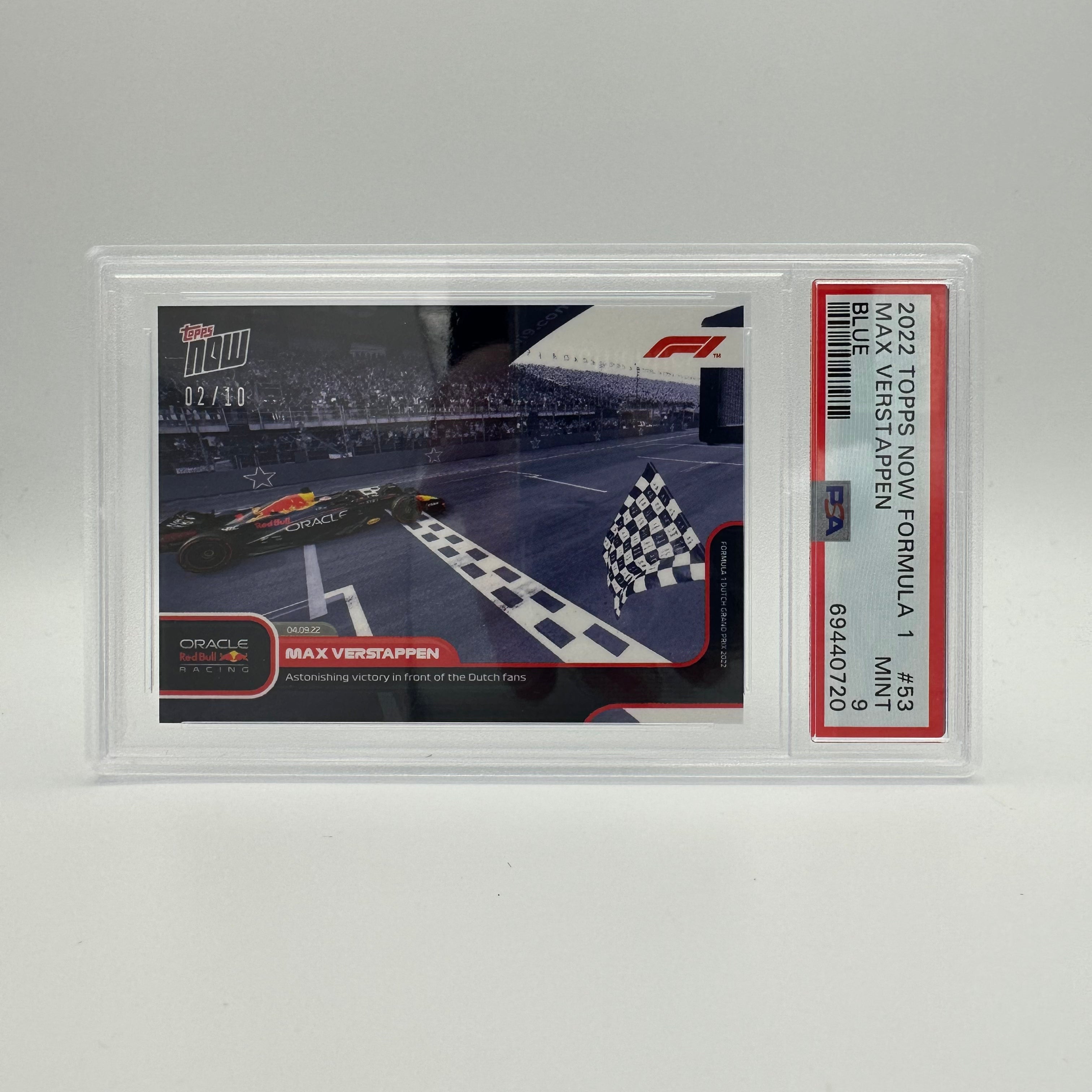 PSA 9 Graded 2/10 Max Verstappen #53 Blue F1 Racing Card - Perfect for Collectors, Sports Memorabilia & Formula 1 Fans