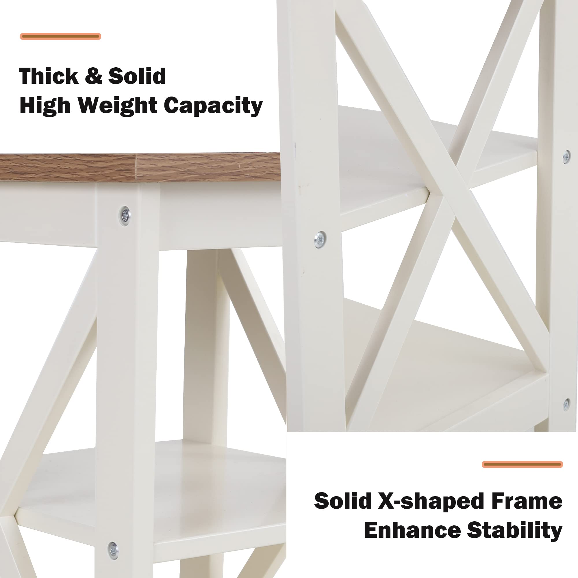 PHI VILLA Set of 2 Farmhouse End Tables - Ivory White Nightstand & Bedside Table for Living Room, Bedroom | Rustic Home Decor Accent Furniture for Small Spaces & Apartment