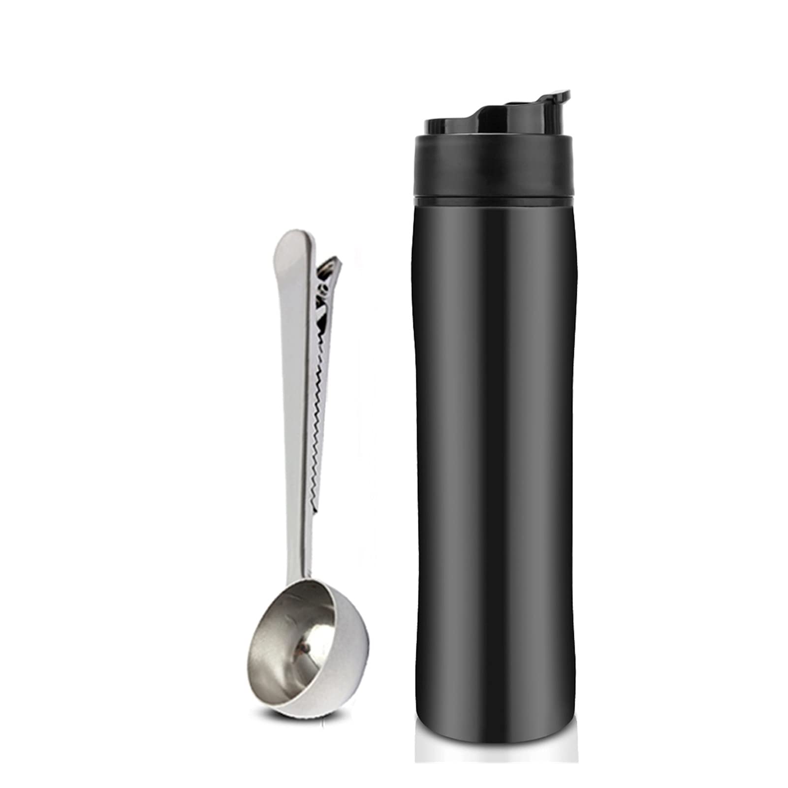 Premium 350ML French Press Coffee Maker - Stainless Steel Portable Coffee Press with Double Wall Vacuum Insulation, Travel Mug & Plunger Filter - Ideal for Home, Office, Camping & Outdoor Adventures (Black)