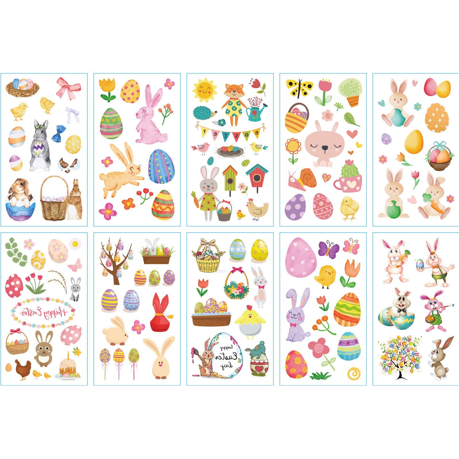 10PCS Colorful Laptop Stickers for Boys - Easter Costume Decals, Floral Water Bottle Stickers & Tattoo Toys - Home Improvement & DIY Crafts (Multiple Colors, One Size) - Perfect for School Supplies, Party Favors & Kids Room Decor