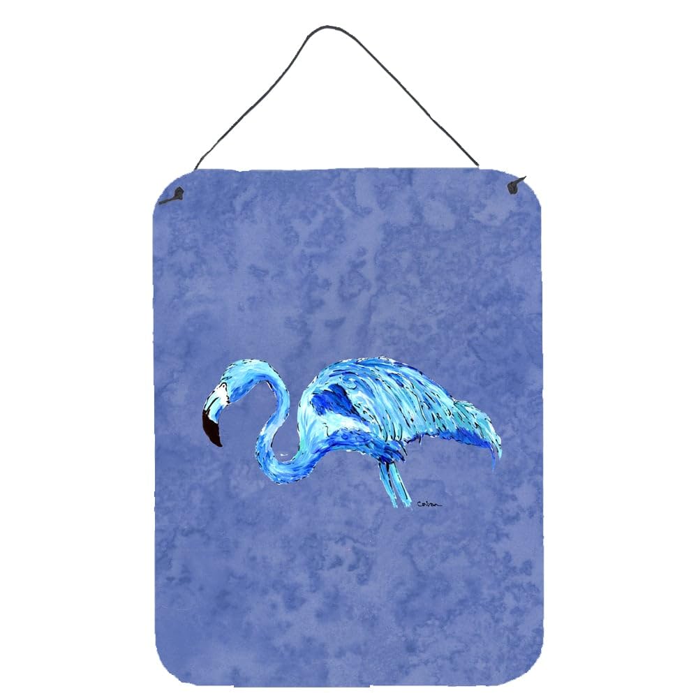 Caroline's Treasures 8873DS1216 Flamingo on Slate Blue Wall Decor - 12x16 Aluminum Metal Sign for Kitchen, Bar, Bathroom, Front Door - Colorful Home Art Hanging Plaque | Perfect for Tropical, Coastal, or Vintage Themed Spaces