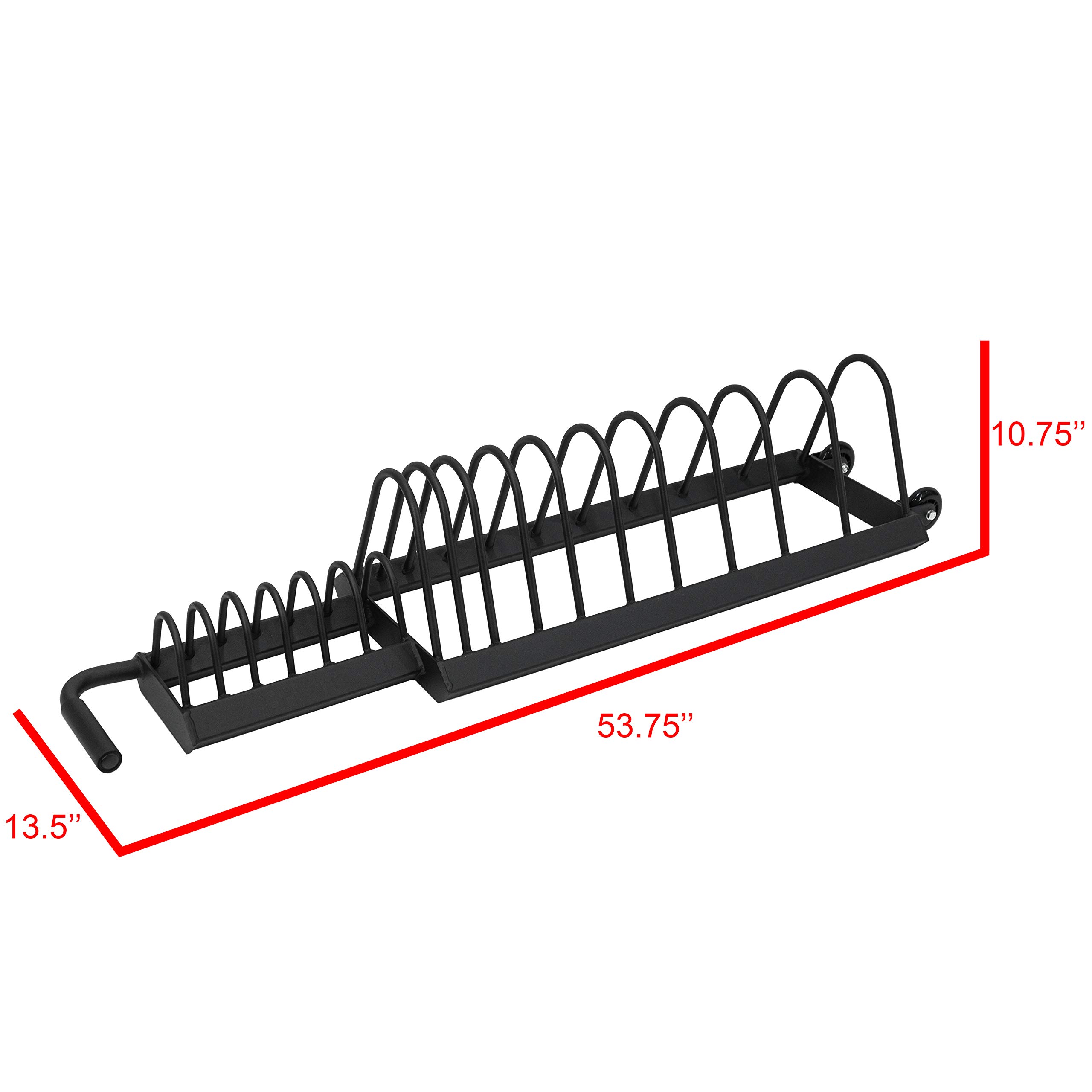 Valor Fitness Portable Bumper Plate Storage Rack - Heavy Duty Horizontal Weight Plate Organizer with Wheels for Home Gym (Holds up to 16 Olympic Bumper Plates) - Perfect for Garage Gym, CrossFit & Strength Training Workouts