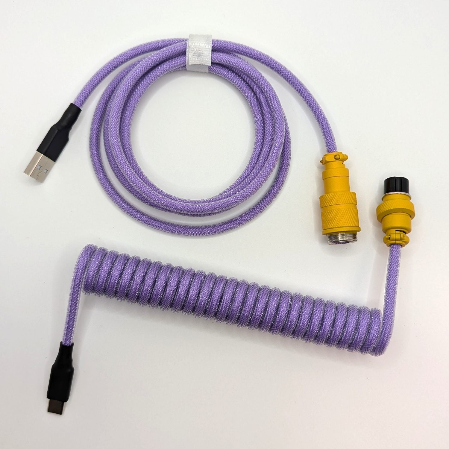Premium Coiled USB-C Keyboard Cable for Mechanical Keyboards - Aesthetic Taro Color - Perfect for Gaming, Typing & Office Setup