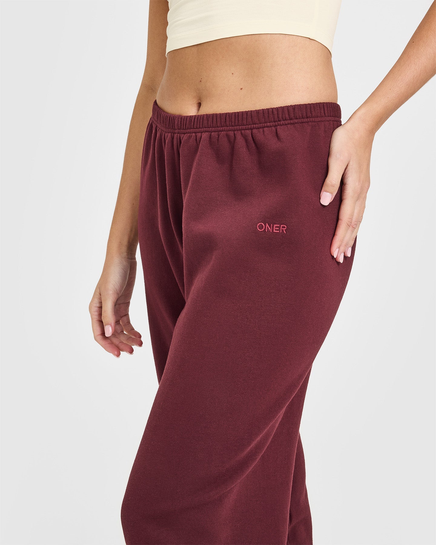 Mid Weight Joggers for Women - Soft Comfortable Rosewood Color Jogging Pants for Running, Yoga & Lounge Wear