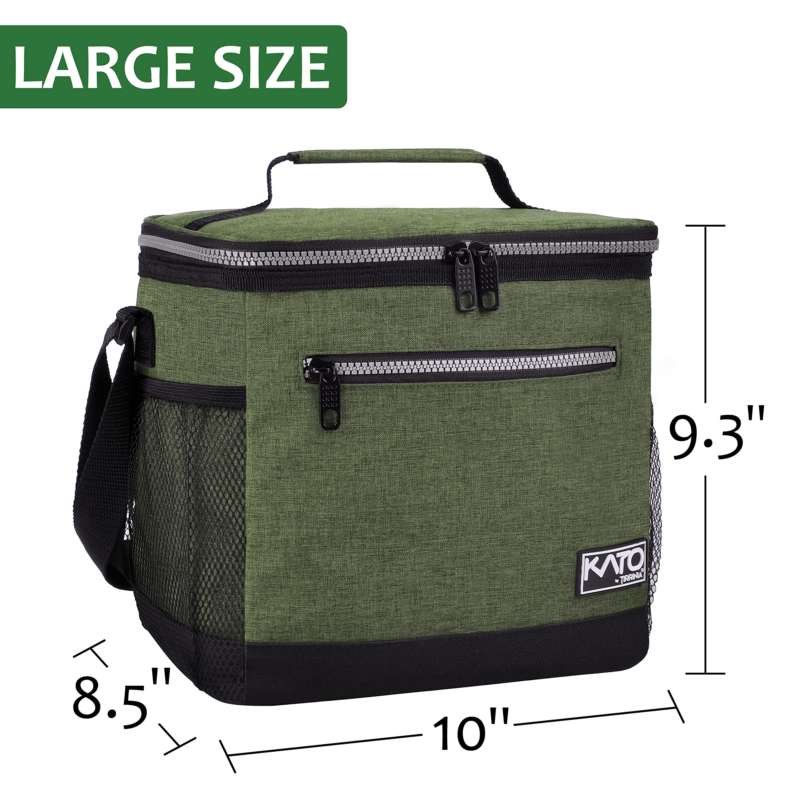 Tirrinia Large Insulated Lunch Box for Men & Women - Leakproof Thermal Lunch Bag for Office, Picnic, Work, Beach & Camping - Reusable Cooler Tote for Adults (Green) - Perfect for Meal Prep, Outdoor Adventures & Daily Commute
