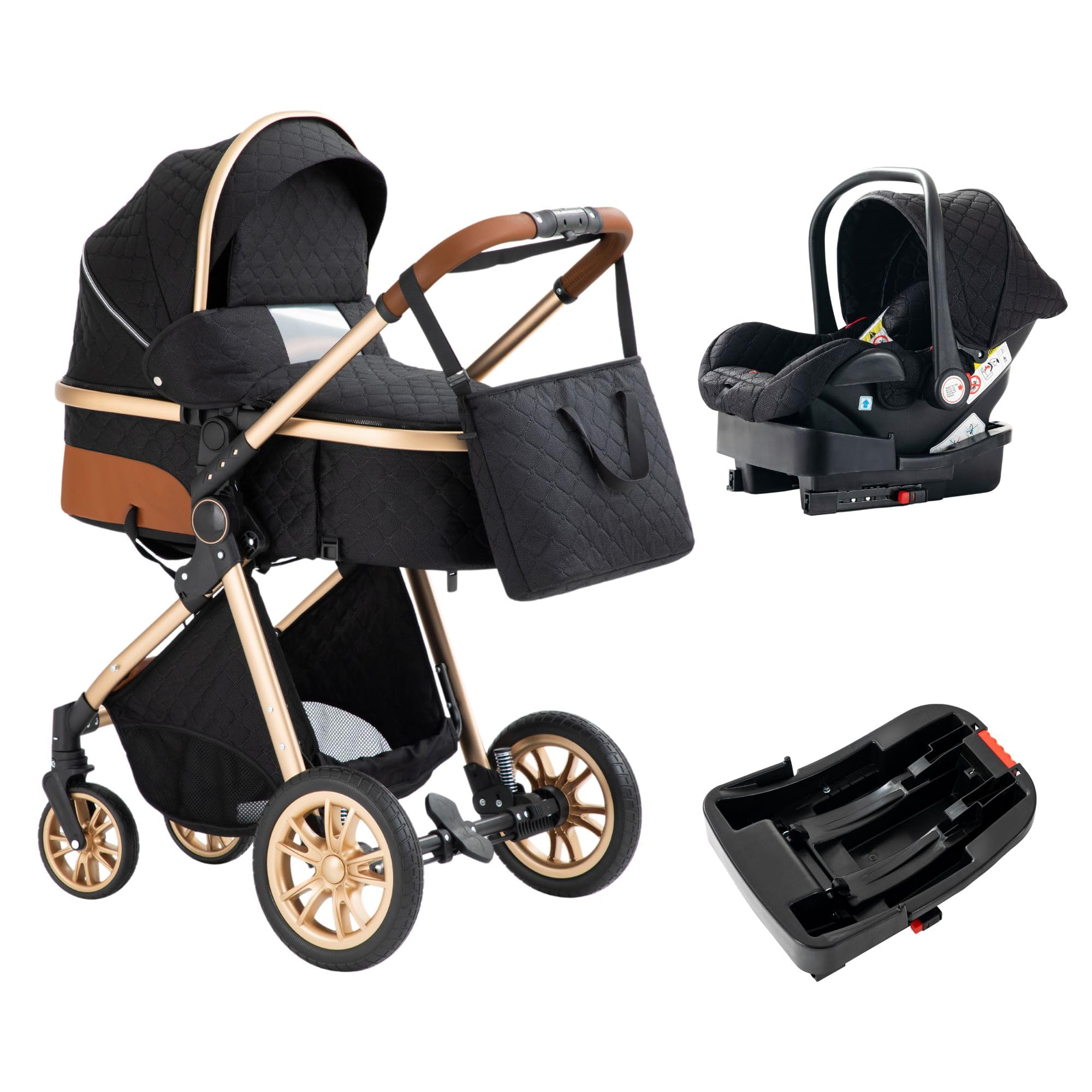 3-in-1 Baby Stroller Travel System with Adjustable Seat & One-Click Folding - Lightweight Infant Stroller with Car Seat & Accessories Combo for Newborns, Toddlers - Perfect for Shopping, Travel & Daily Walks