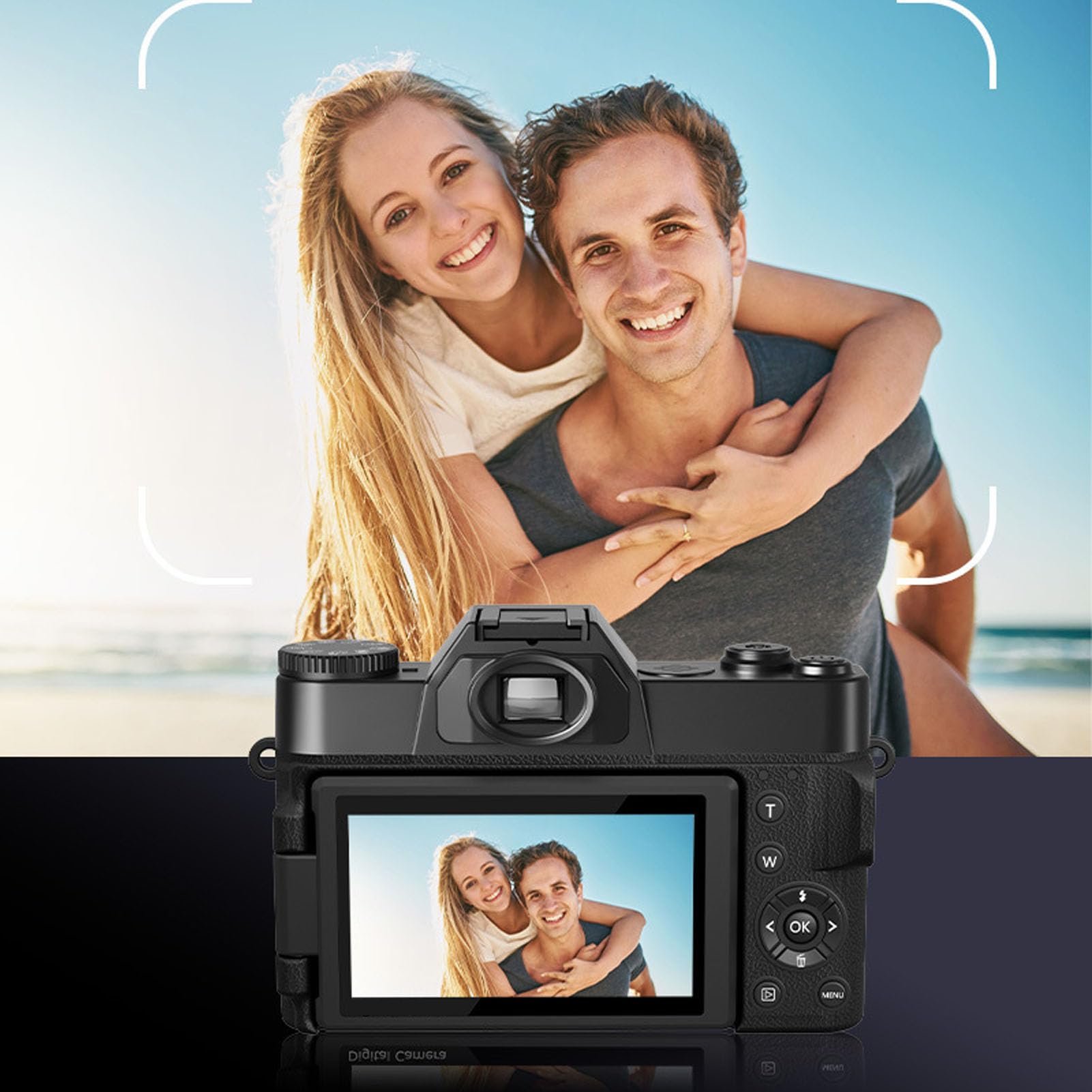 Sxhlseller 4K Digital Camera with 16X Zoom - 3 Inch IPS Rotating Touch Screen, 60FPS 56MP Vlogging Camera for YouTube, Travel & Camping - Perfect for Outdoor Adventures, Family Events and Content Creation