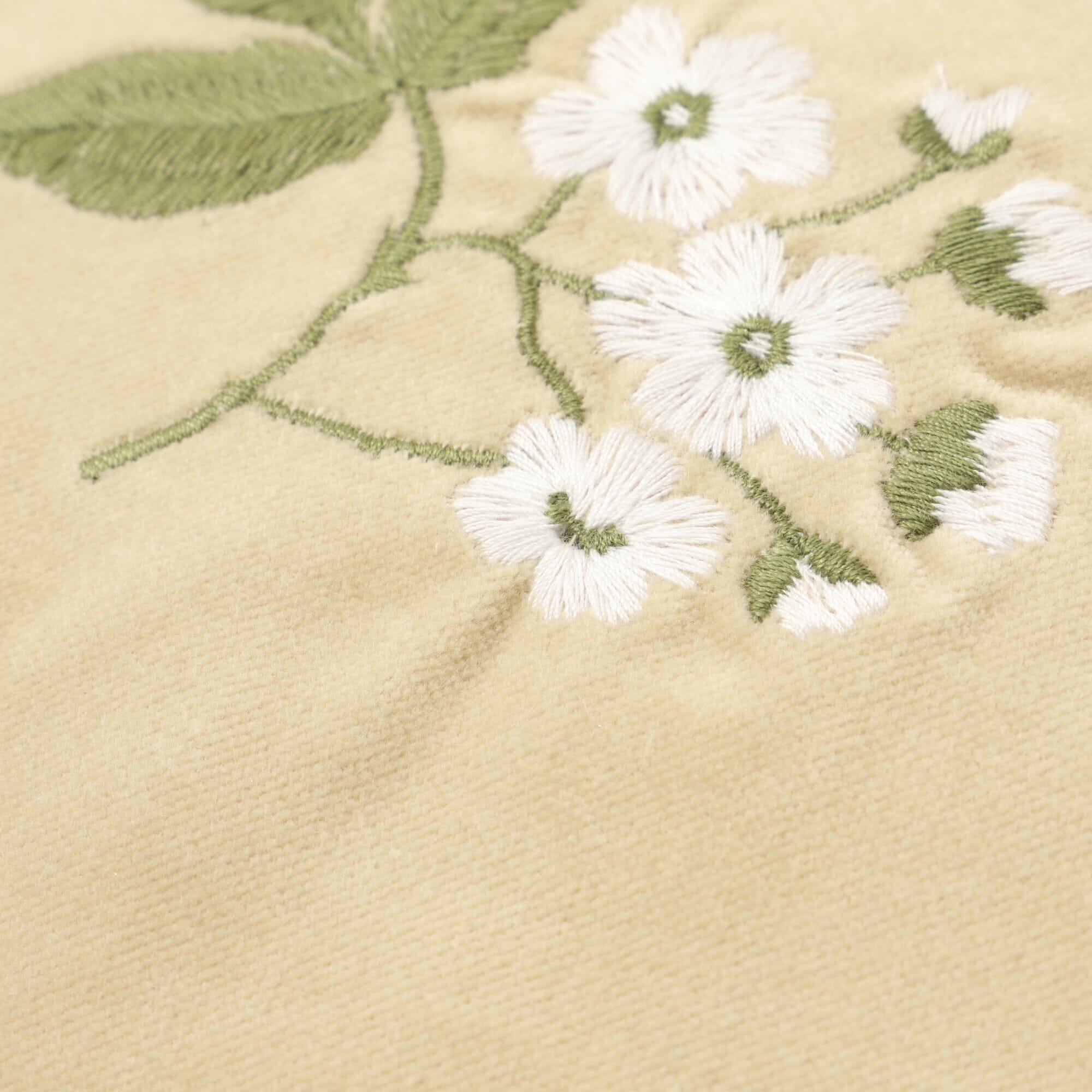 Embroidered Flower Frill Cushion Cover 45x45cm Beige - Elegant Sofa Decor for Living Room, Bedroom & Home Styling
