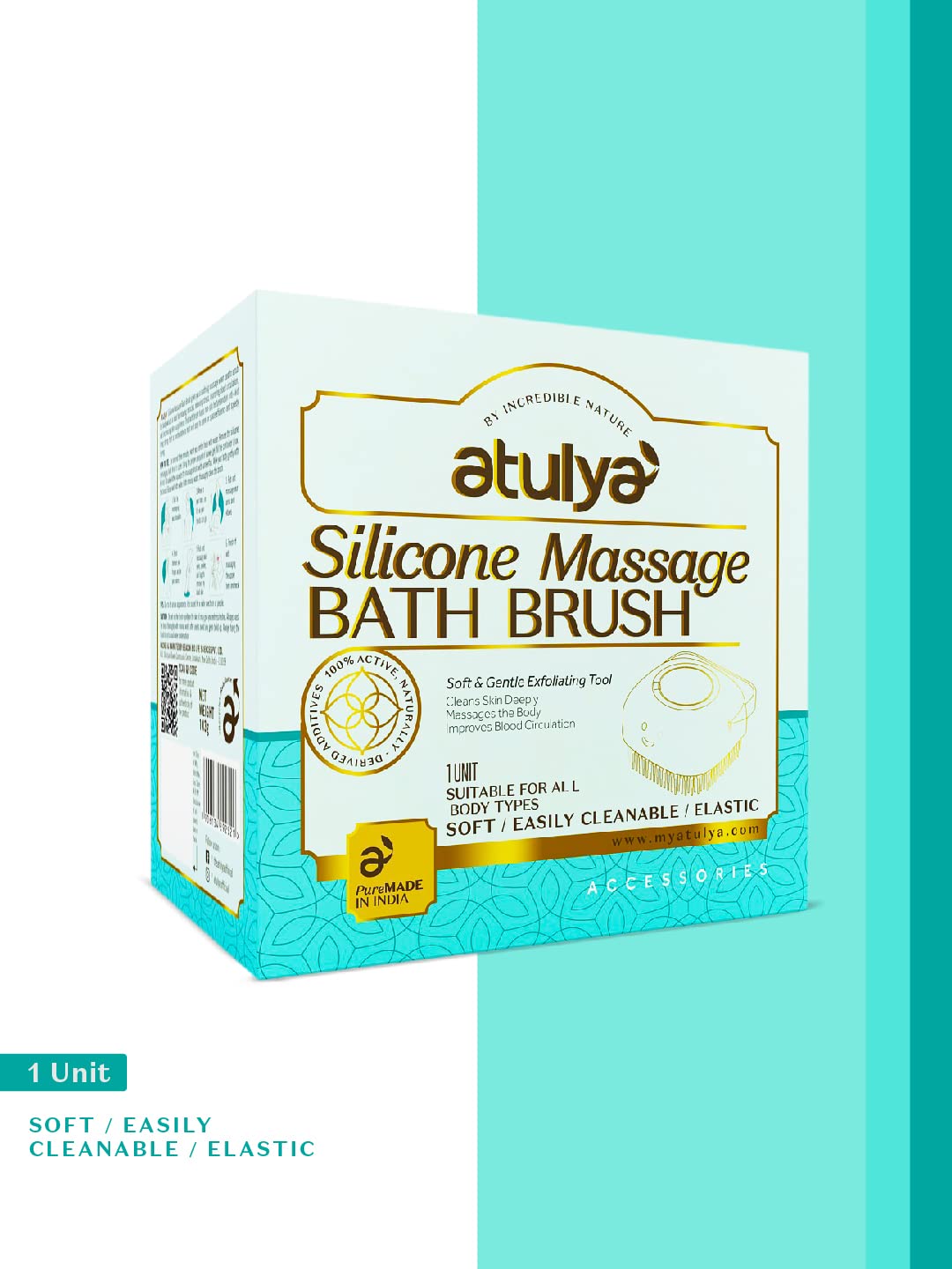 Atulya Silicone Massage Bath Brush - Exfoliating Body Scrubber for Deep Cleaning & Relaxation | Soft Bristles for Men & Women | Perfect for Shower, Spa & Soap Dispenser Use