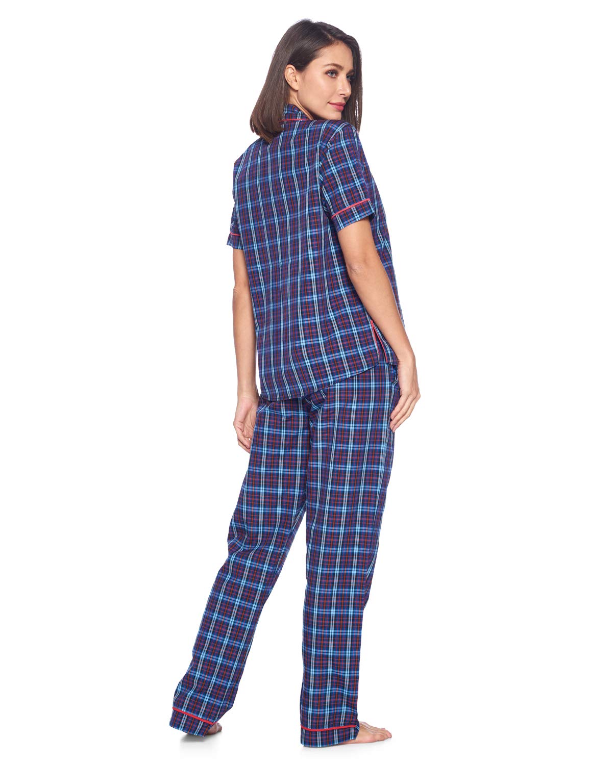 Ashford & Brooks Women's Plaid Woven Pajama Set - Soft 2-Piece Button Down Sleepwear & Loungewear for Cozy Nights & Relaxing at Home