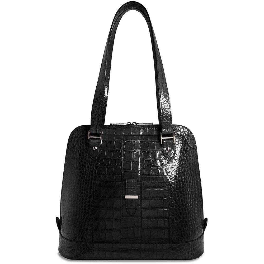 Jack Georges Croco Paulina Dome Tote Handbag #2664 - Stylish Genuine Leather Women's Shoulder Bag for Work, Travel & Everyday Use