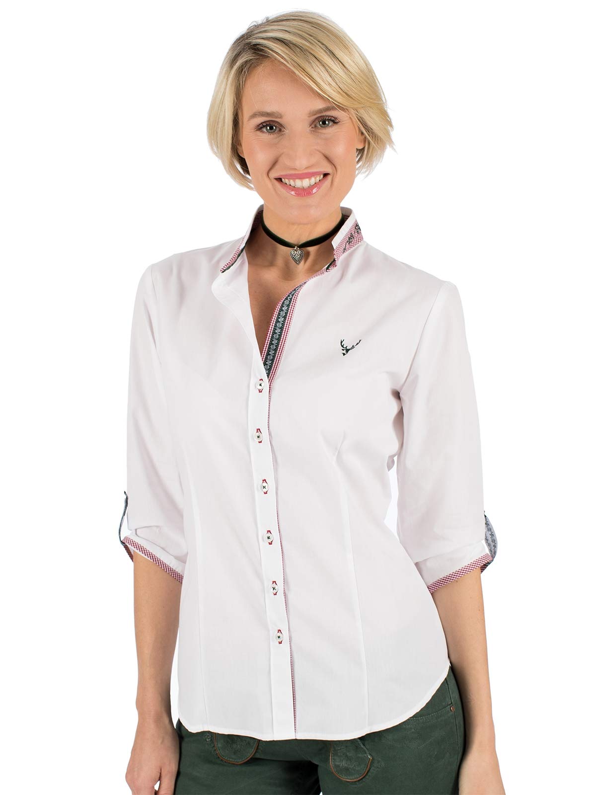 Elegant Traditional Blouse RIKE - White & Red Floral Embroidery | Perfect for Casual Wear, Parties & Cultural Events
