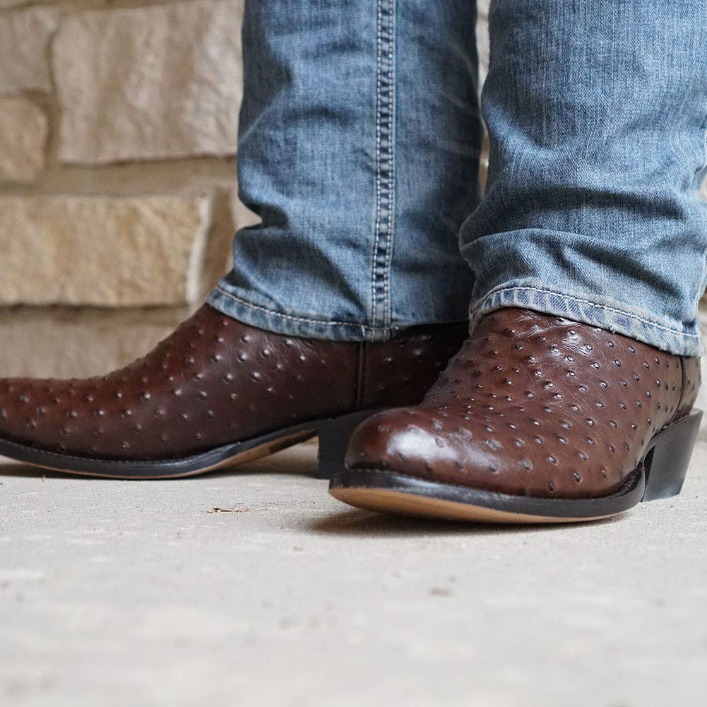 Soto Boots Men's H7002 Ostrich Print Cowboy Boots - Genuine Leather Western Boots for Men | Perfect for Rodeo, Country Dancing & Casual Wear