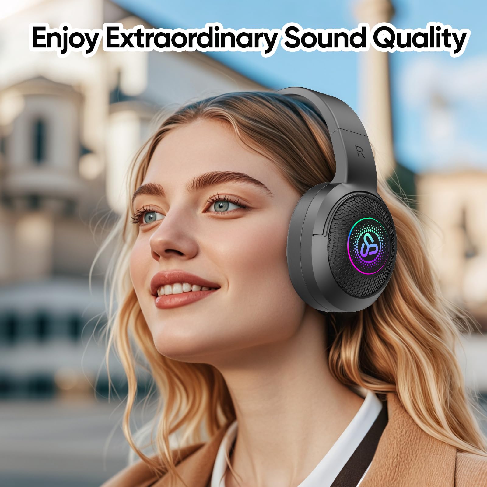 SDLOGAL Wireless Over Ear Headphones with Microphone - Bluetooth 5.4, 40H Playtime, Foldable Lightweight Design for Music, Gaming & Calls - Perfect for Travel, Work & Home Entertainment