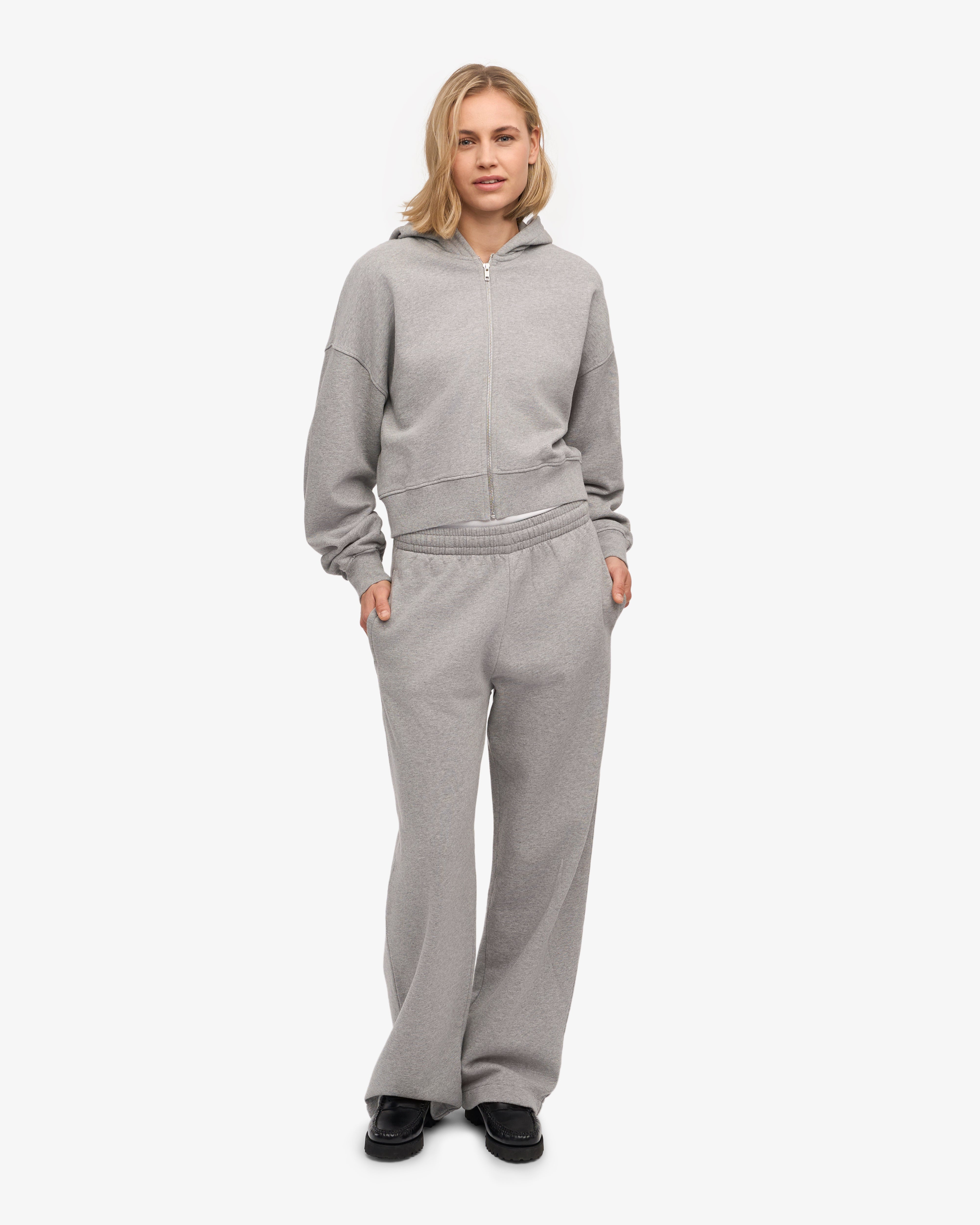 Organic Straight Leg Sweatpants for Women - Soft Heather Grey Cotton Joggers - Lounge, Yoga & Casual Wear