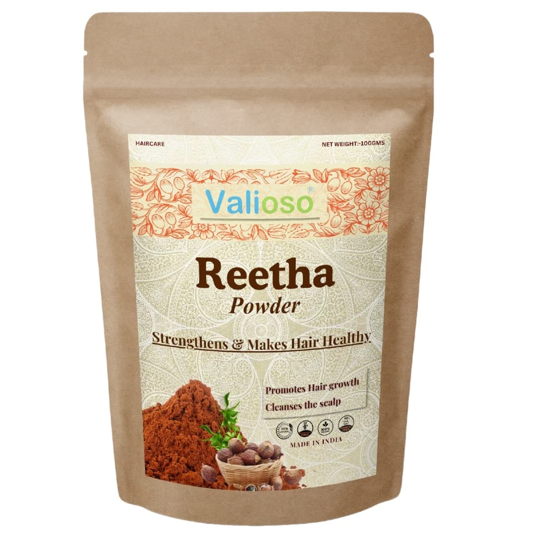 Valioso Reetha Powder for Hair Growth & Scalp Care - 100% Natural Ayurvedic Shikakai Soapnut (100g) - Promotes Stronger, Longer Hair & Reduces Dandruff | Perfect for DIY Hair Masks, Herbal Shampoos & Natural Hair Care Routines
