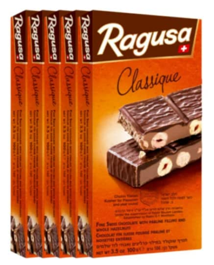 Premium Ragusa Classique Swiss Milk Chocolate Bars - Kosher Certified - 5 Pack - Perfect for Gifts, Desserts & Gourmet Treats