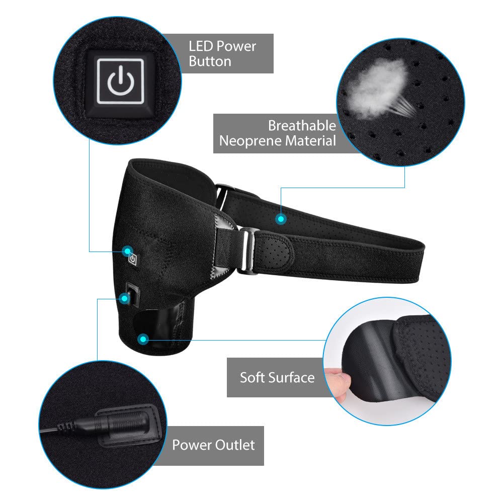 Heated Shoulder Brace for Pain Relief - Adjustable Hot & Cold Therapy Wrap for Frozen Shoulder, Bursitis, Tendonitis - Ideal for Work, Sports & Daily Comfort