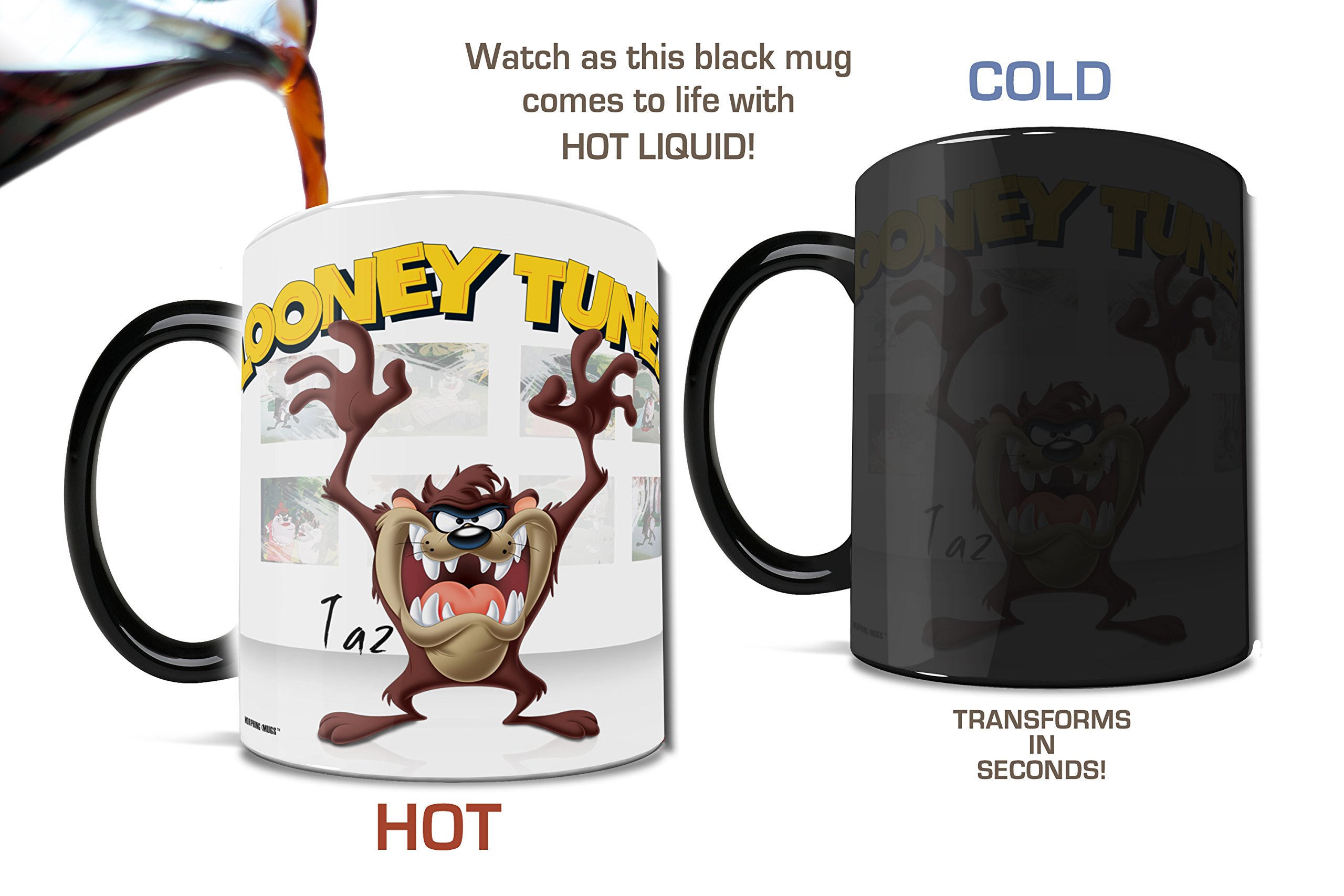 Looney Tunes Tazmanian Devil (Taz) Morphing Ceramic Mug - Heat Activated Color Changing Coffee Cup - Perfect for Coffee, Tea & Hot Chocolate Lovers - Great Gift for Cartoon Fans
