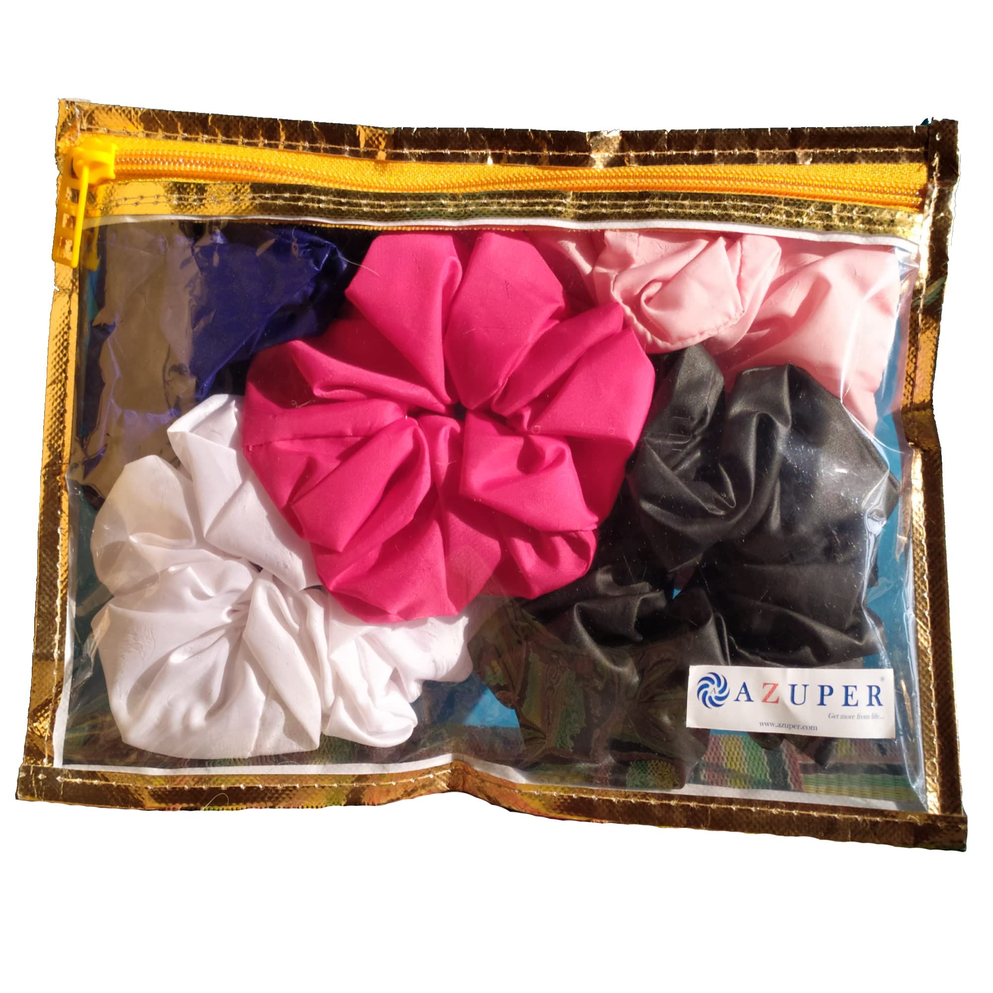 Waterproof Hair Scrunchies 5-Pack - Shiny White Elastic Hair Ties for Swimming, Workouts & Everyday Use