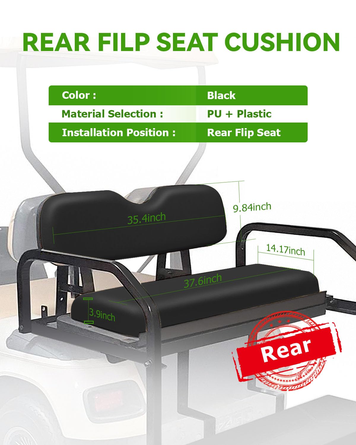 SCITOO Golf Cart Rear Seat Cushions Replacement - Compatible with EZGO TXT RXV ST, ST Sport, Valor & Club Car Models - 2-Piece Black Backrest Cushion Set for Comfortable Riding & Outdoor Leisure