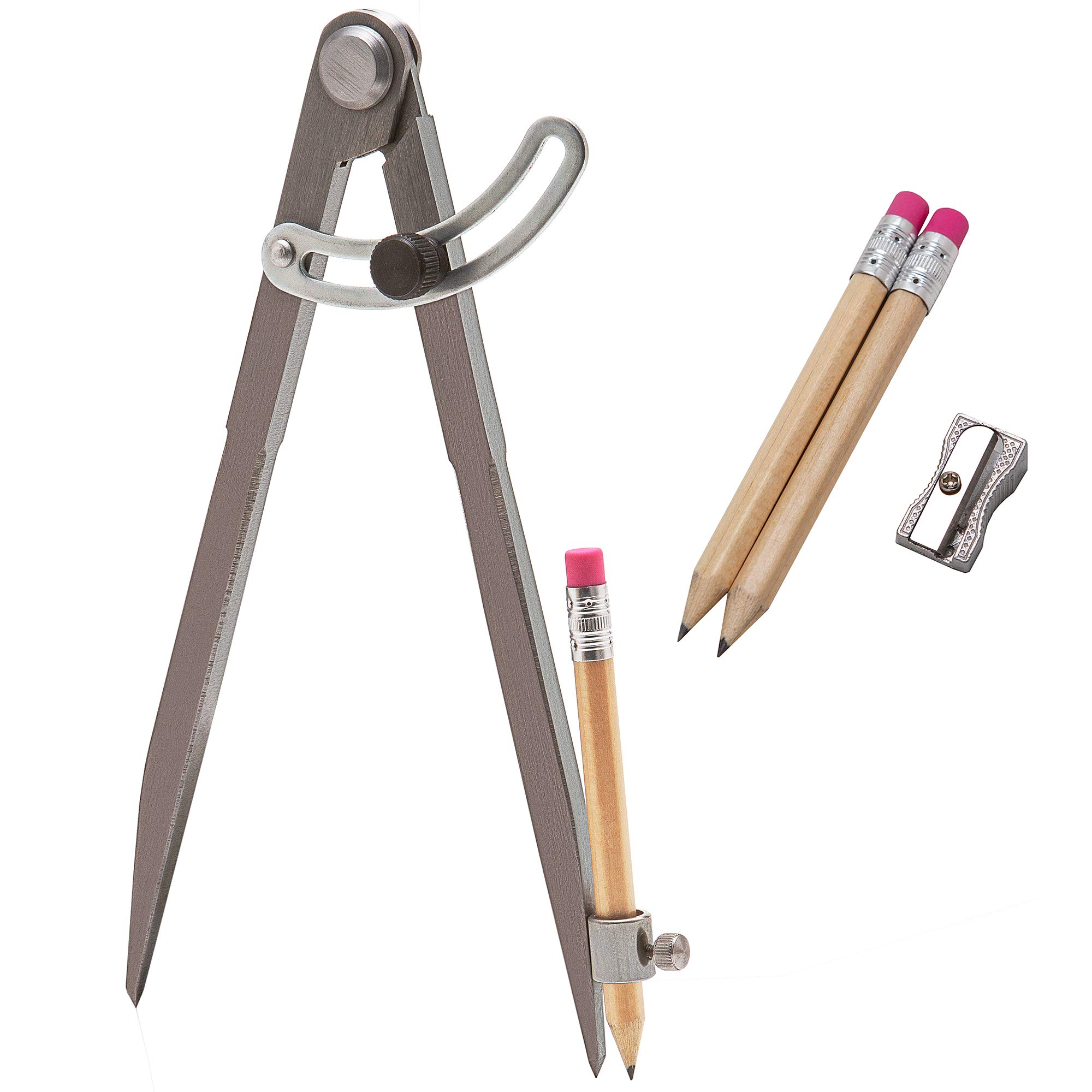 ALLY Tools 8 Inch Precision Locking Wing Divider - Woodworking Compass with Pencil Holder | Includes 2 Pencils & Sharpener | Perfect for Drawing, Drafting, Carpentry & DIY Wood Projects | Great for Artists, Engineers & Woodworkers