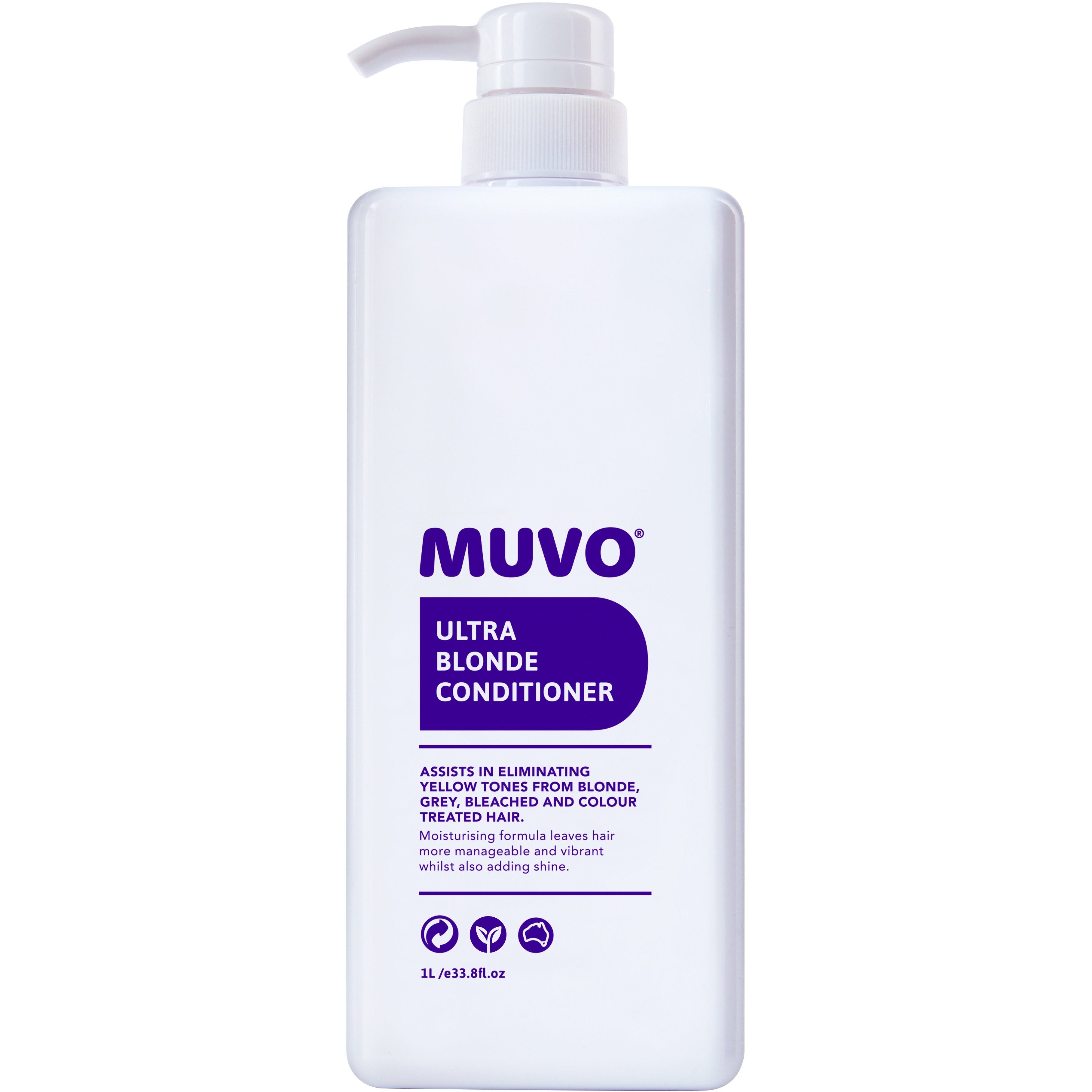 Muvo Ultra Blonde Conditioner for Blonde Hair - Purple Toning Treatment to Neutralize Brassiness & Brighten Blonde Highlights - Perfect for Salon-Quality Color Care at Home
