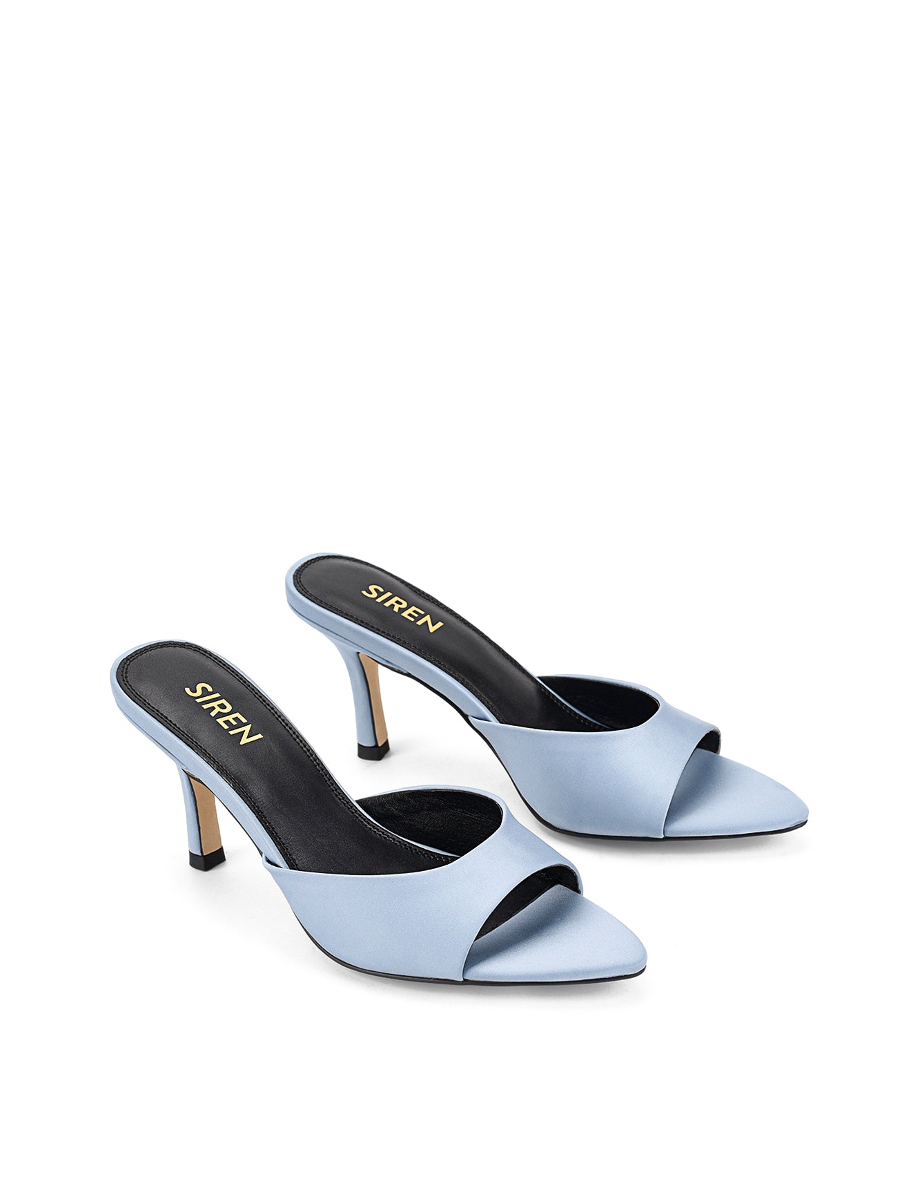 Margot Pointed Toe Satin Mules for Women - Elegant Blue Slip-On Shoes for Office, Party & Special Occasions