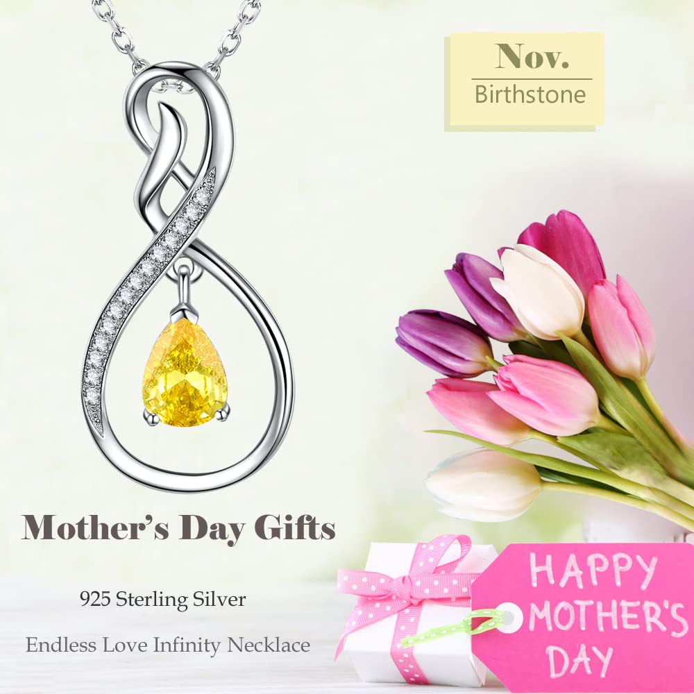 Forever Love Infinity Necklace for Women - March April May Birthstone Jewelry (Aquamarine, Emerald) - 925 Sterling Silver Birthday Gift for Wife, Mom, Her - Perfect for Anniversaries, Valentine's Day & Special Occasions