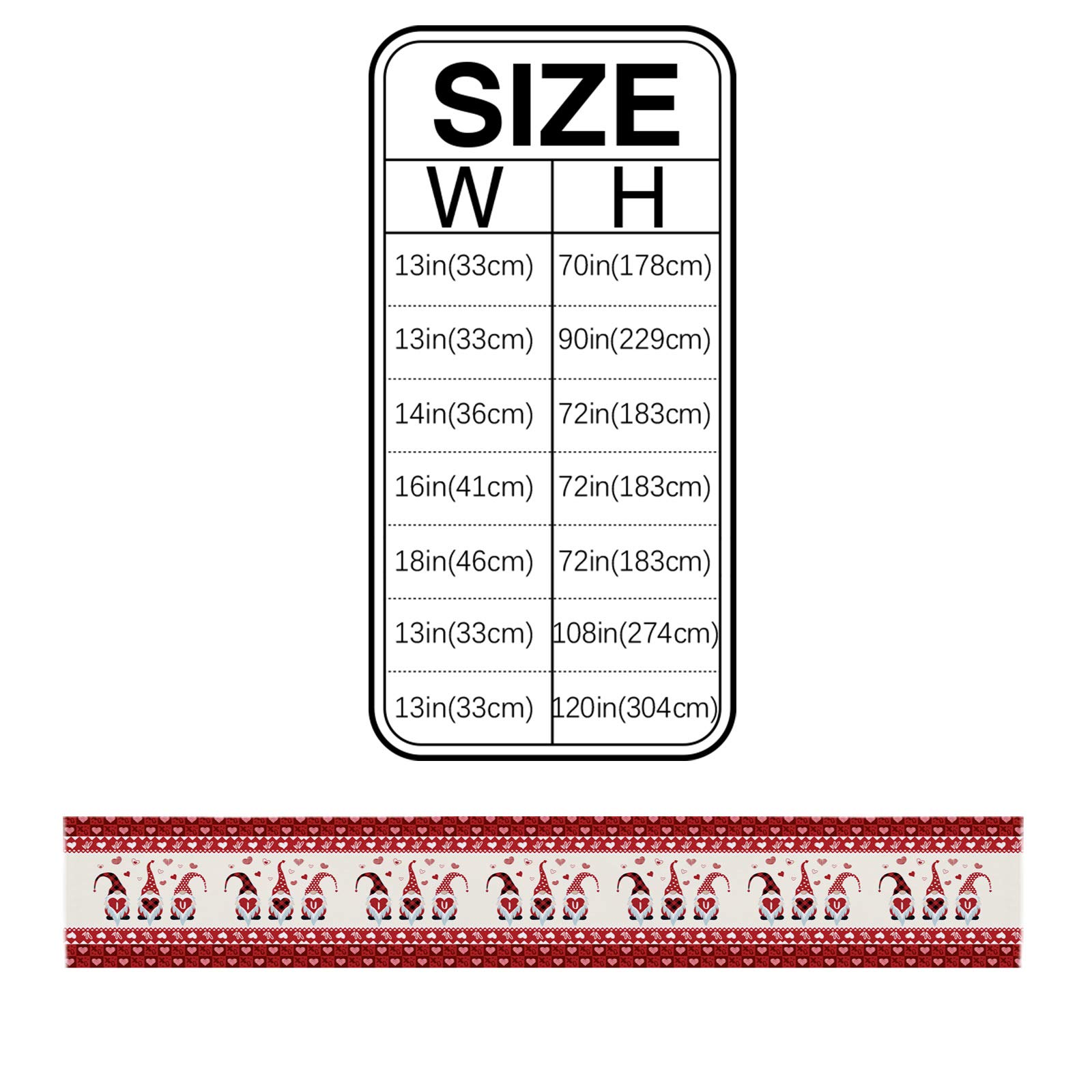 T&H XHome Linen Burlap Table Runner - 72 Inch Washable Farmhouse Decor for Kitchen, Dining Table, Dresser | Valentine's Day Gnome Love Theme | Perfect for Weddings, Parties & Home Decor