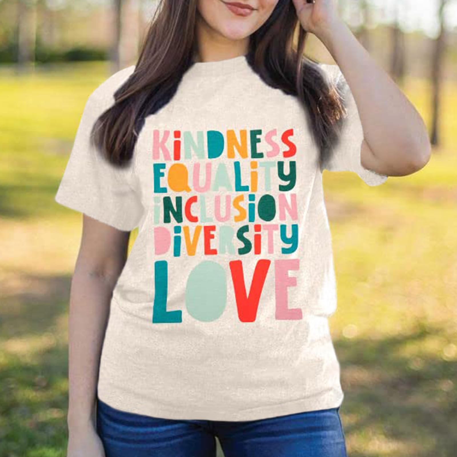 Oversized Kindness Graphic Teacher T-Shirts for Women - Cute Funny Cotton Shirts, Loose Fit Aesthetic School Counselor Tops - Perfect for Classroom, Teacher Appreciation Week & Casual Wear