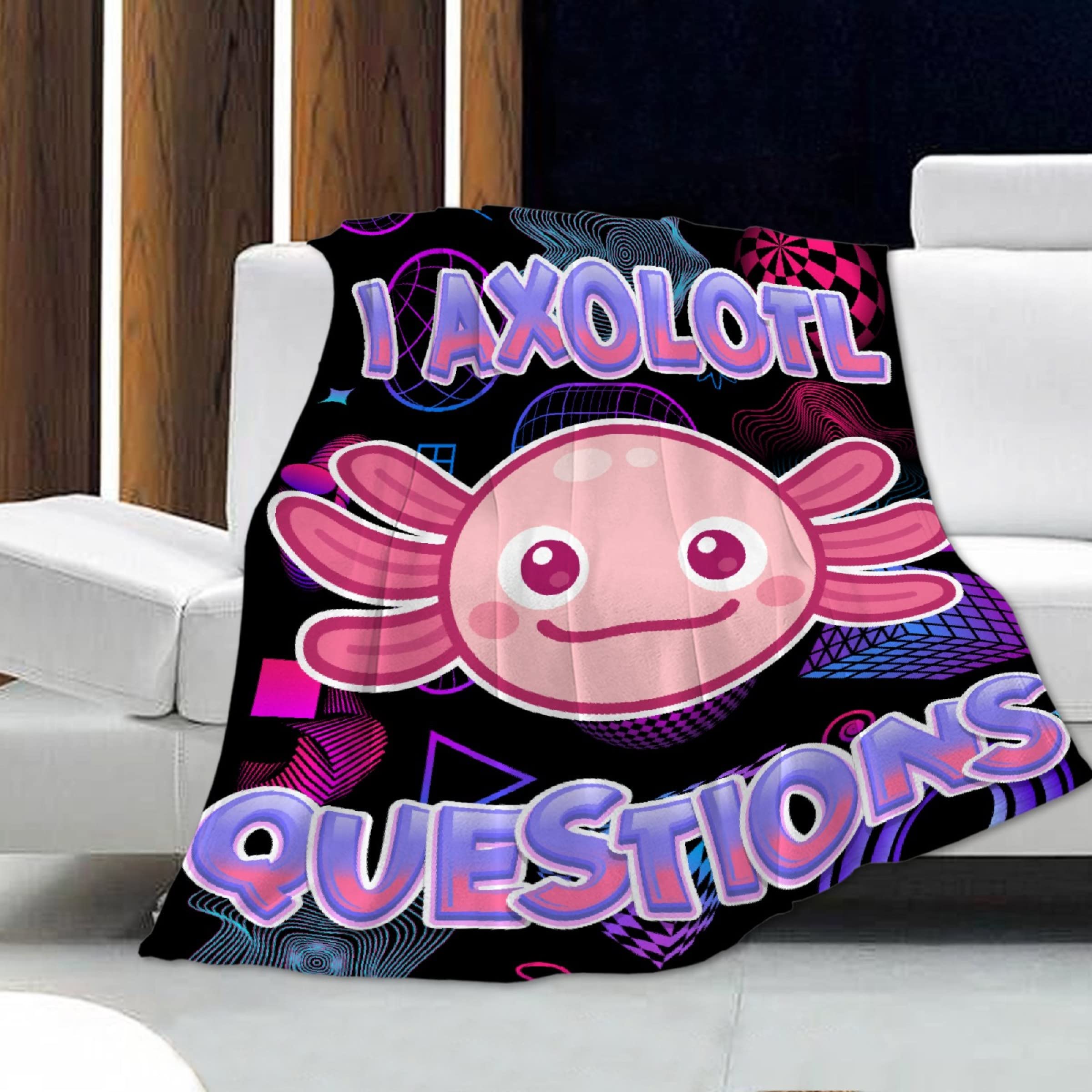 Cute Axolotl Flannel Blanket - Soft Salamander Throw for Adults & Kids (120