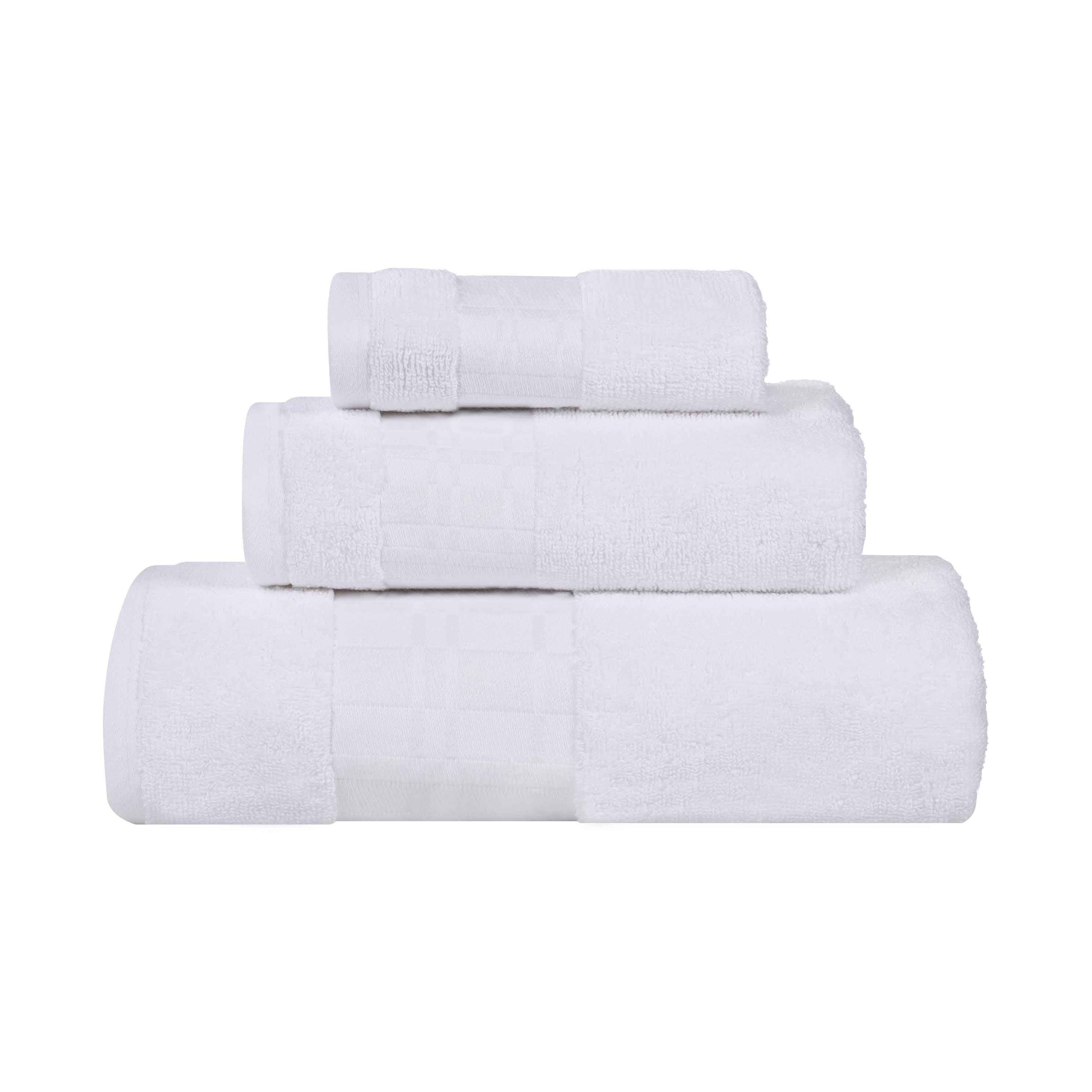 Larissa Cotton Geometric Embroidered 3-Piece Bath Towel Set - Soft & Absorbent for Bathroom, Spa, and Beach Use