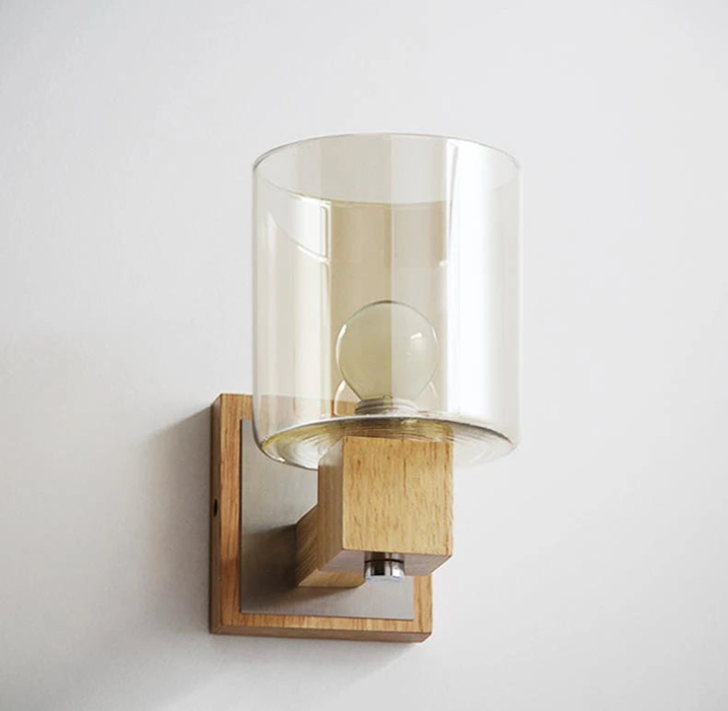 Modern Cognac Glass Wall Sconce - Elegant Lighting Fixture for Living Room, Bedroom, or Hallway Decor