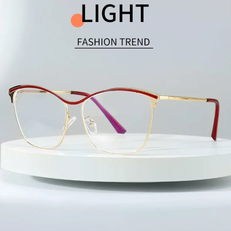 Aror Unisex Full Rim Square Cat Eye Alloy Eyeglasses 49717 - Stylish Retro Frame for Men & Women - Perfect for Reading, Fashion, and Everyday Wear