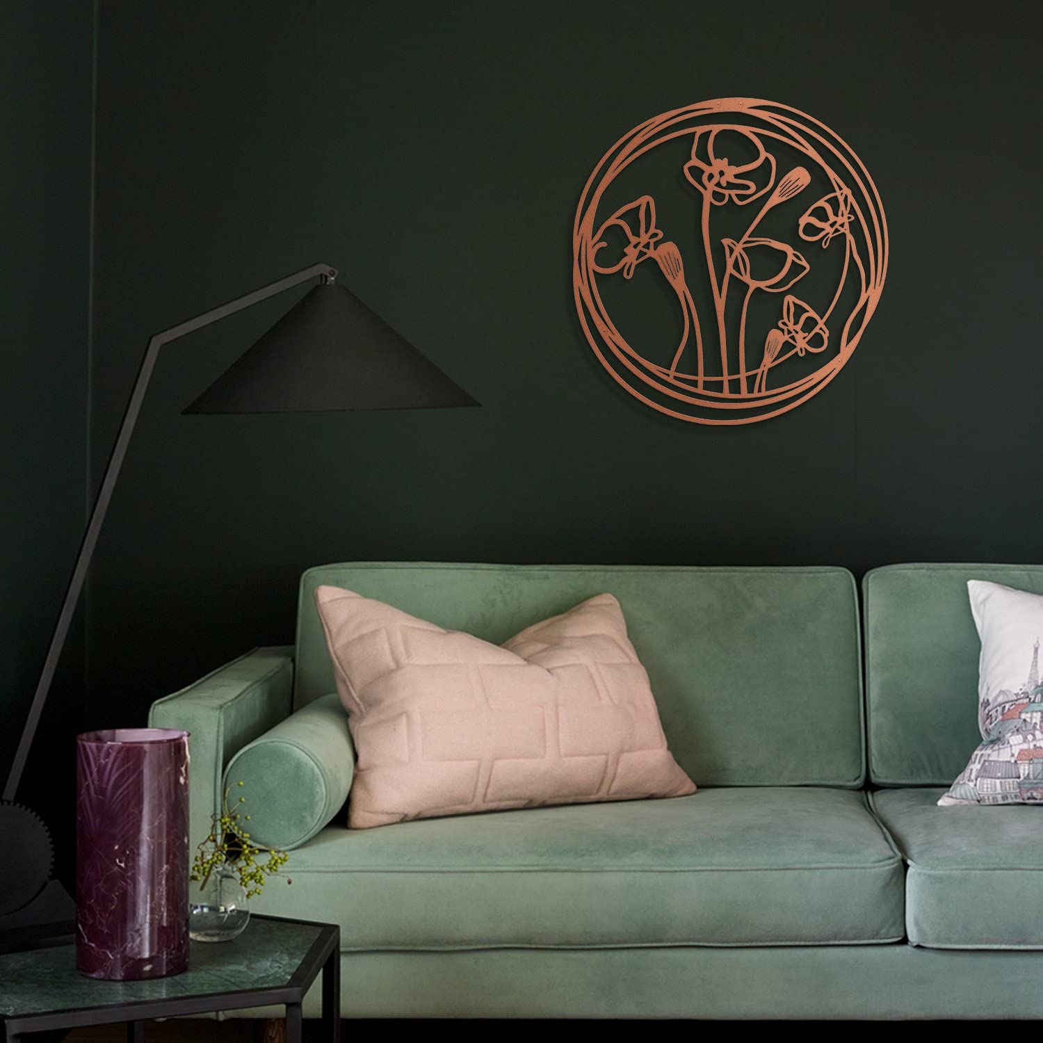 LaModaHome - Poppy Copper Metal Wall Art Decor for Living Room, Bedroom, Kitchen & Bathroom | Indoor & Outdoor Wall Hanging | Perfect for Home, Office & Garden Decoration