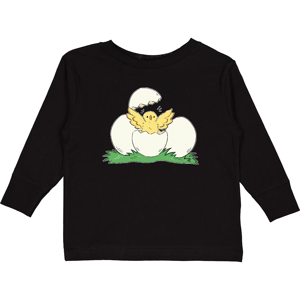Inktastic Cute Chick Hatching from Egg Toddler Long Sleeve T-Shirt - Adorable Baby Animal Shirt for Boys & Girls - Perfect for Easter, Spring Outfits & Playdates