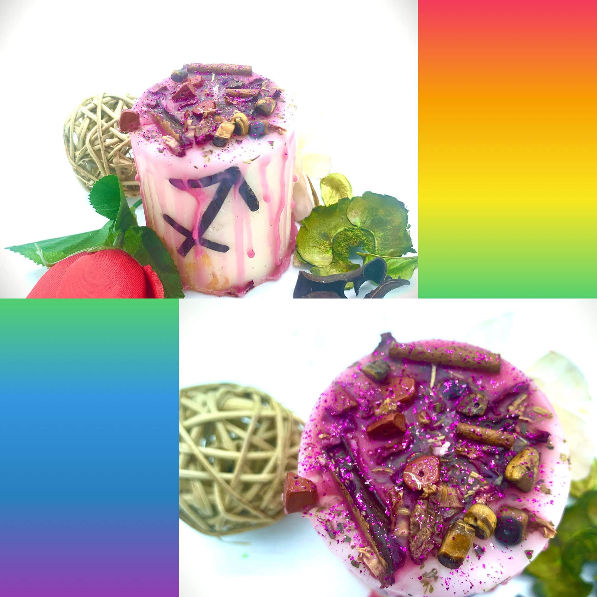 Zodiac Cancer Manifestation Candle with Crystals & Herbs for Meditation & Rituals