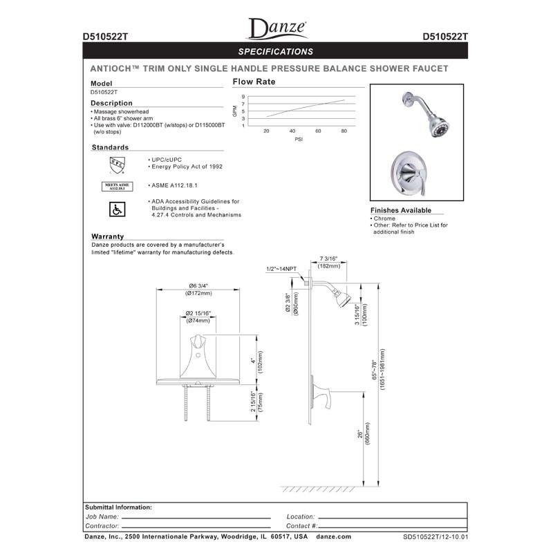 Danze Antioch Tumbled Bronze Single Handle Pressure Balance Shower Faucet with Rough-in Valve - Perfect for Bathroom Renovations & Modern Home Upgrades