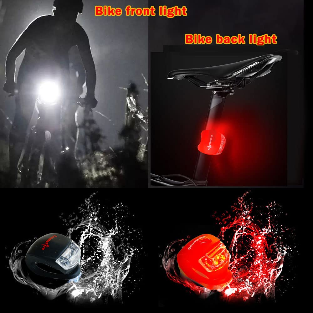 Waterproof LED Bike Light Set - 4 Pack Front and Rear Bicycle Lights with Batteries Included | High Visibility Safety Lights for Night Cycling, Commuting & Road Biking