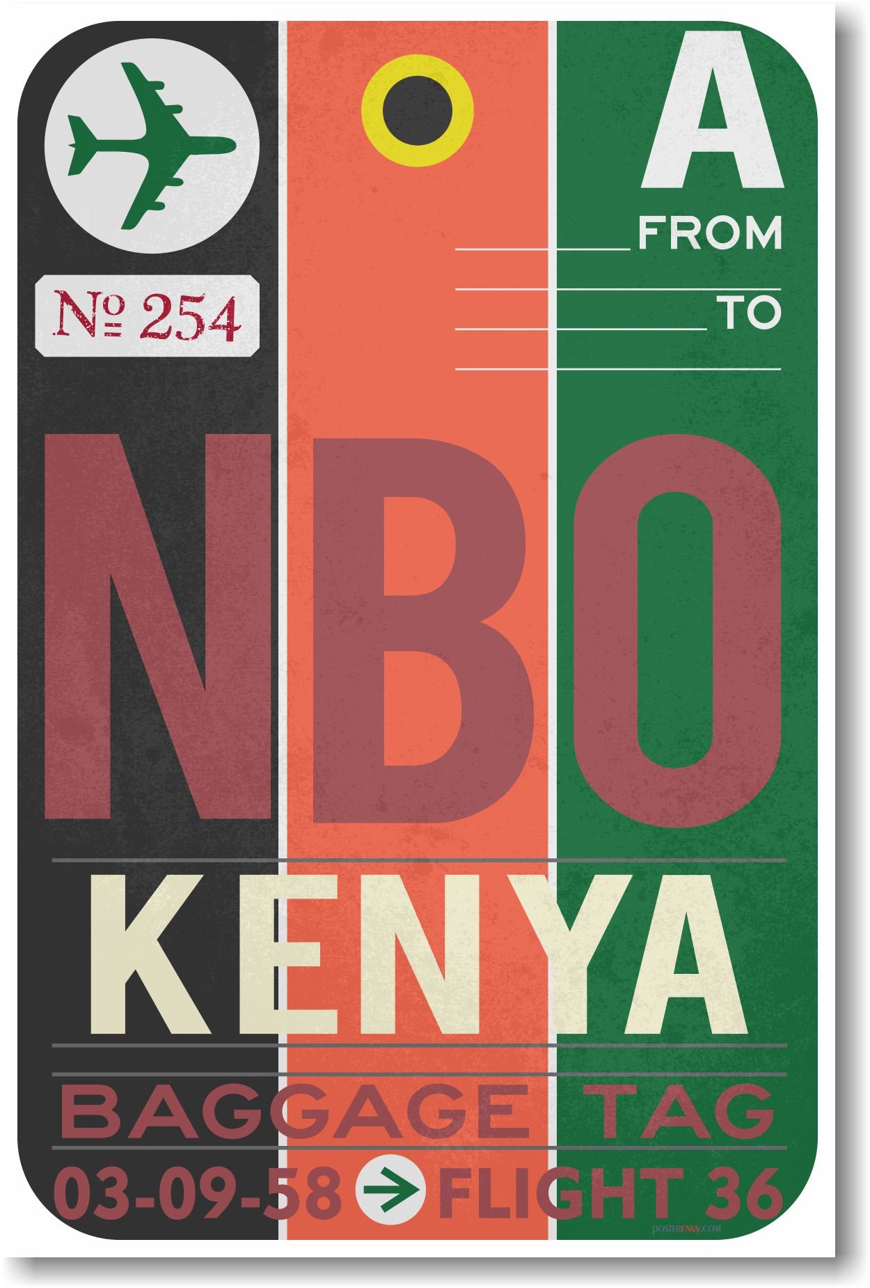 Kenya Travel Poster - Vintage Style Airport Luggage Tag - Perfect for Suitcases, Backpacks & Travel Accessories - African Safari Adventure Decor