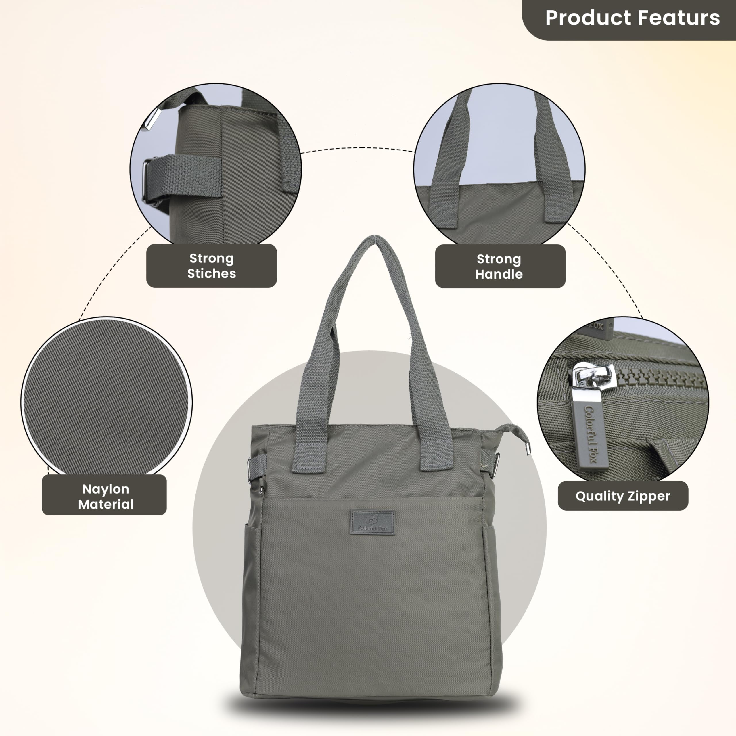 Storite Women's Lightweight Nylon Crossbody Shoulder Bag - Fashionable Sling Tote with Large Capacity (33x27x13cm, Cement Gray) Perfect for Travel, Shopping & Party Outfits