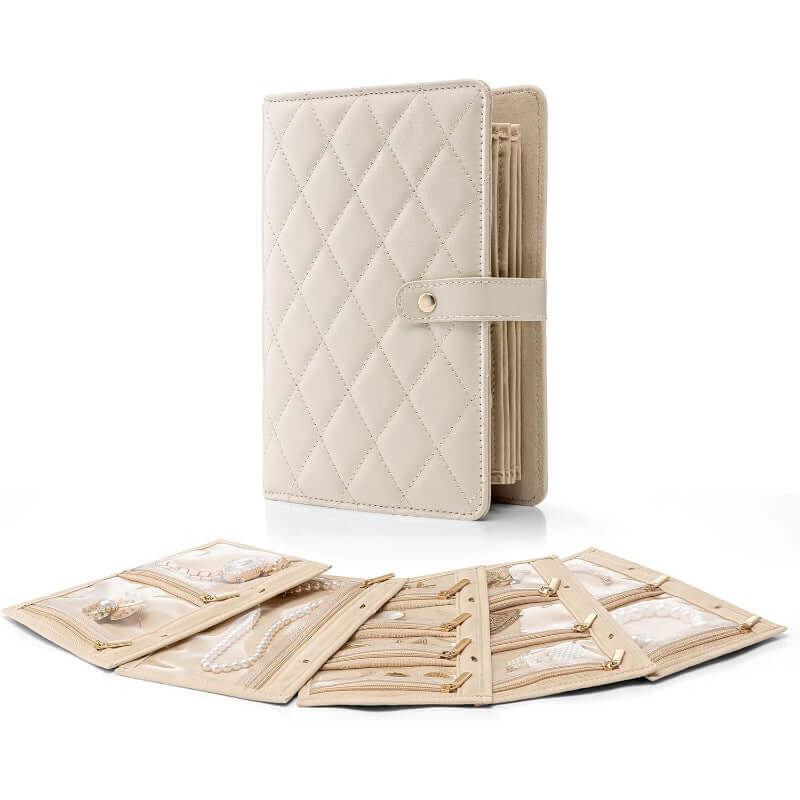 Premium Jewelry Organizer Case - Zippered Binder Book with Storage Pouch | APJ313 | Perfect for Travel, Home & Gift Giving