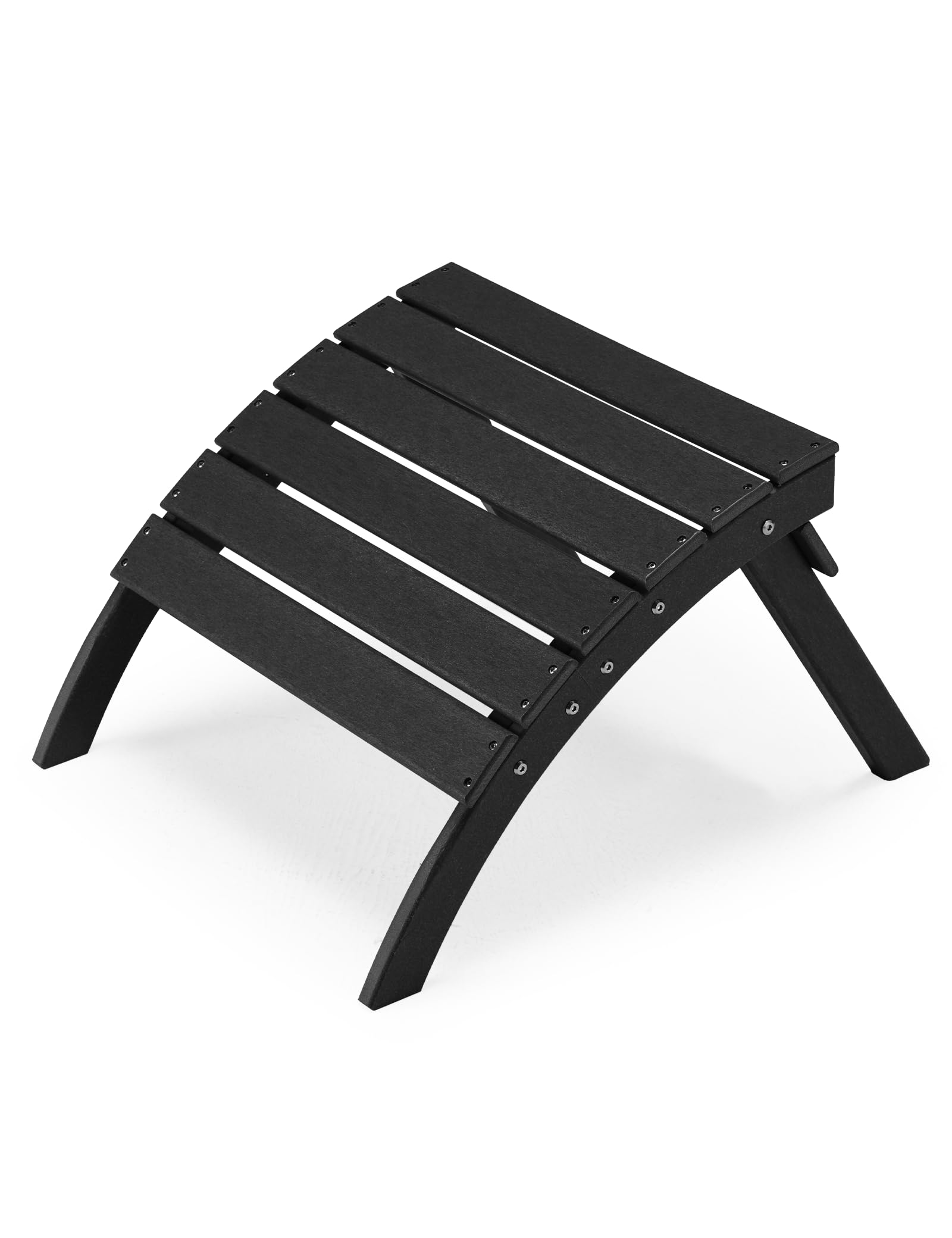 Premium Folding Adirondack Ottoman - All-Weather HDPE Outdoor Footrest for Adirondack Chairs | Patio, Backyard & Garden Decor | Space-Saving Storage Solution (Black) | Perfect for Relaxing by the Pool or Fire Pit