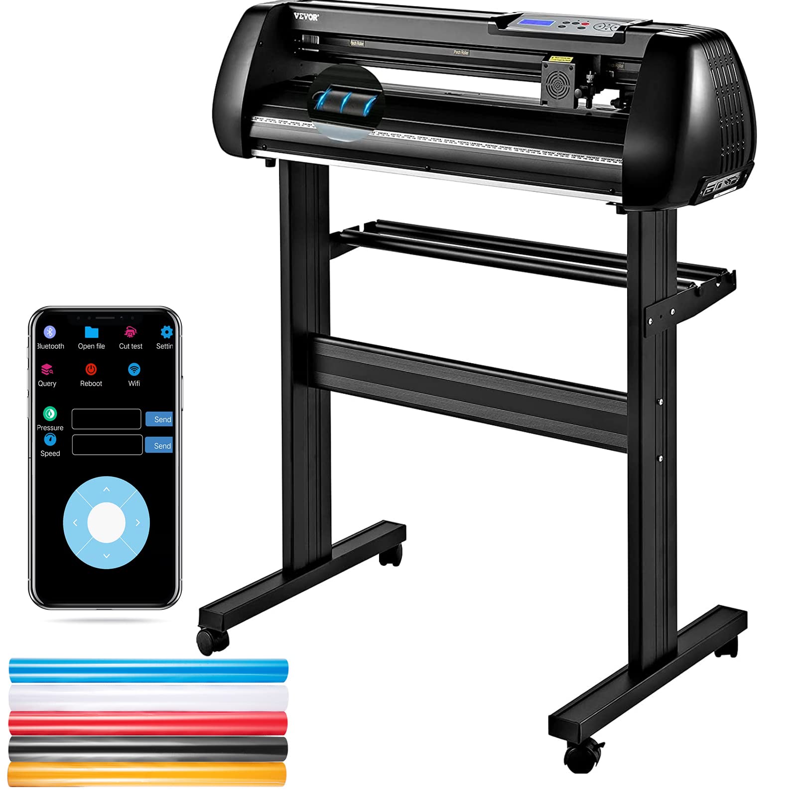 VEVOR 28-Inch Vinyl Cutter Plotter Machine with Stand - Adjustable Speed & Pressure for Sign Making, Compatible with SignMaster Software (USB/Bluetooth/COM) - Perfect for DIY Crafts, Decals, Stickers, and Professional Signage Projects